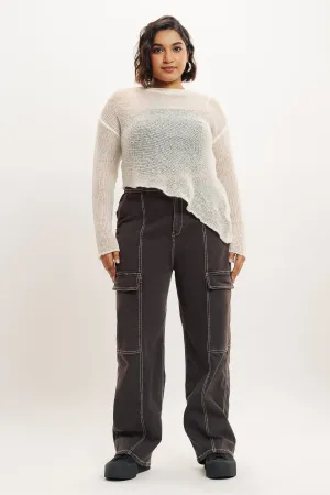 Contrast Iron Grey Cargo Jeans