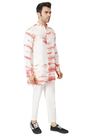 Cotton Linen Tie And Dye Men's Short Kurta
