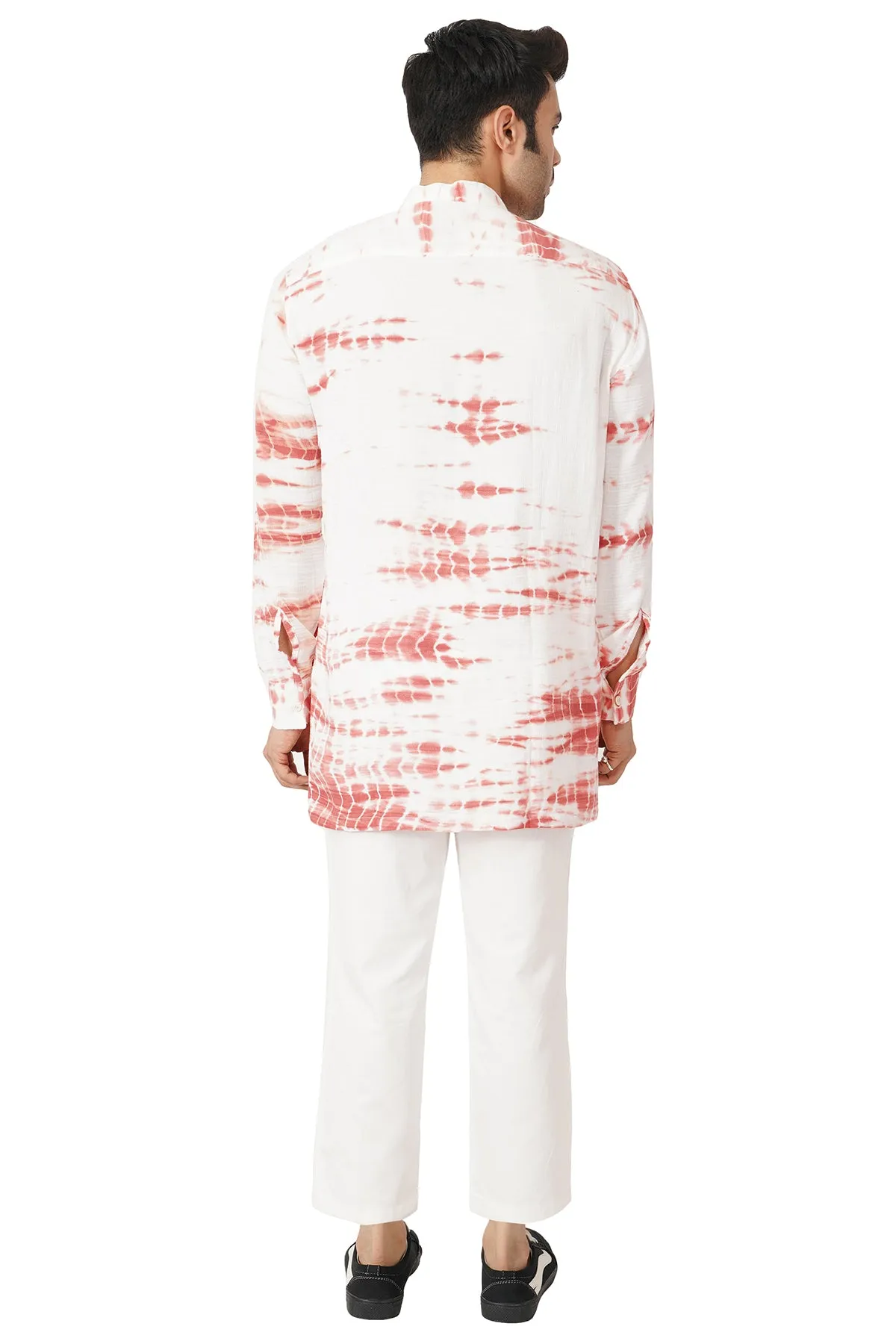 Cotton Linen Tie And Dye Men's Short Kurta