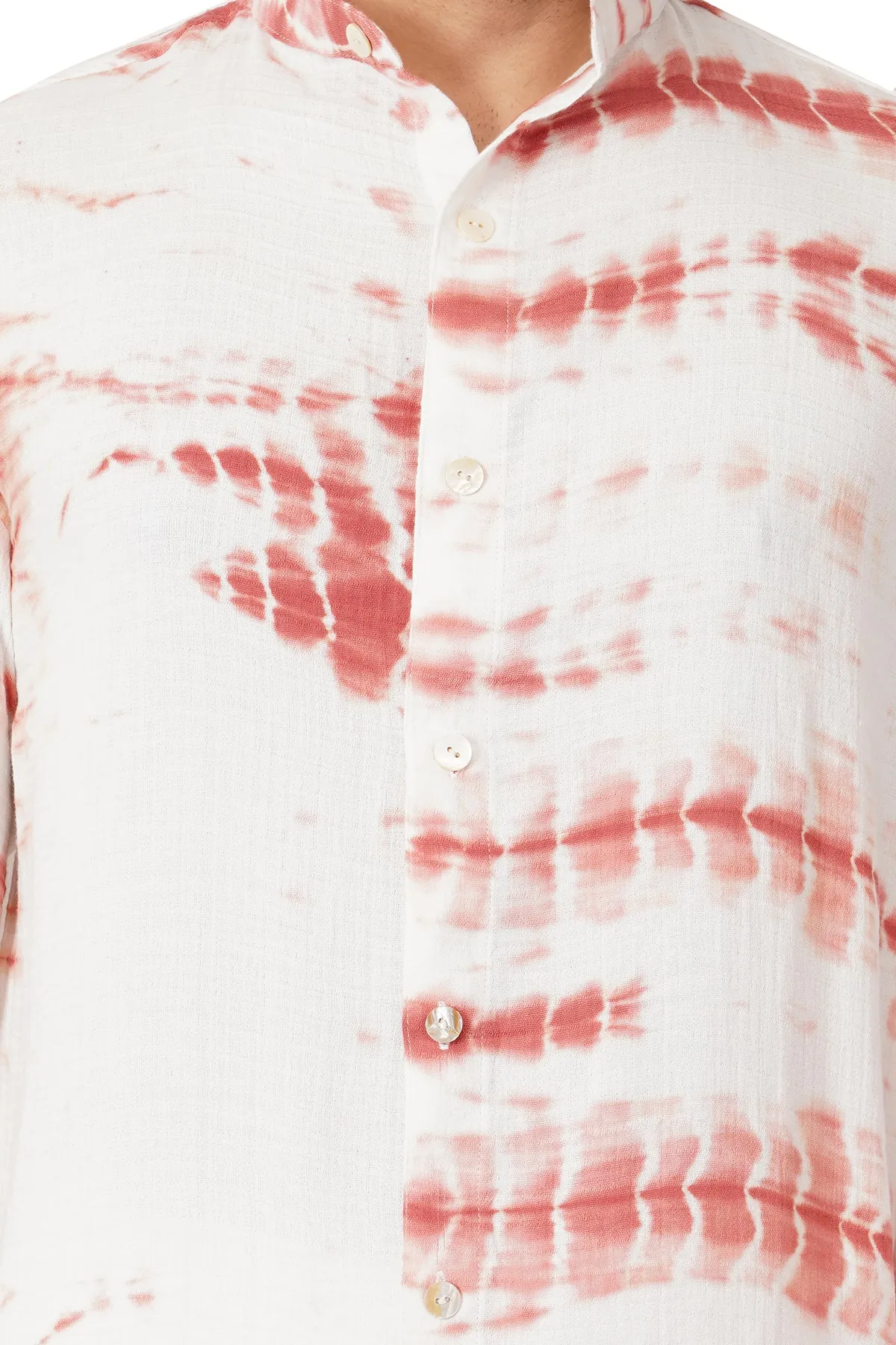 Cotton Linen Tie And Dye Men's Short Kurta