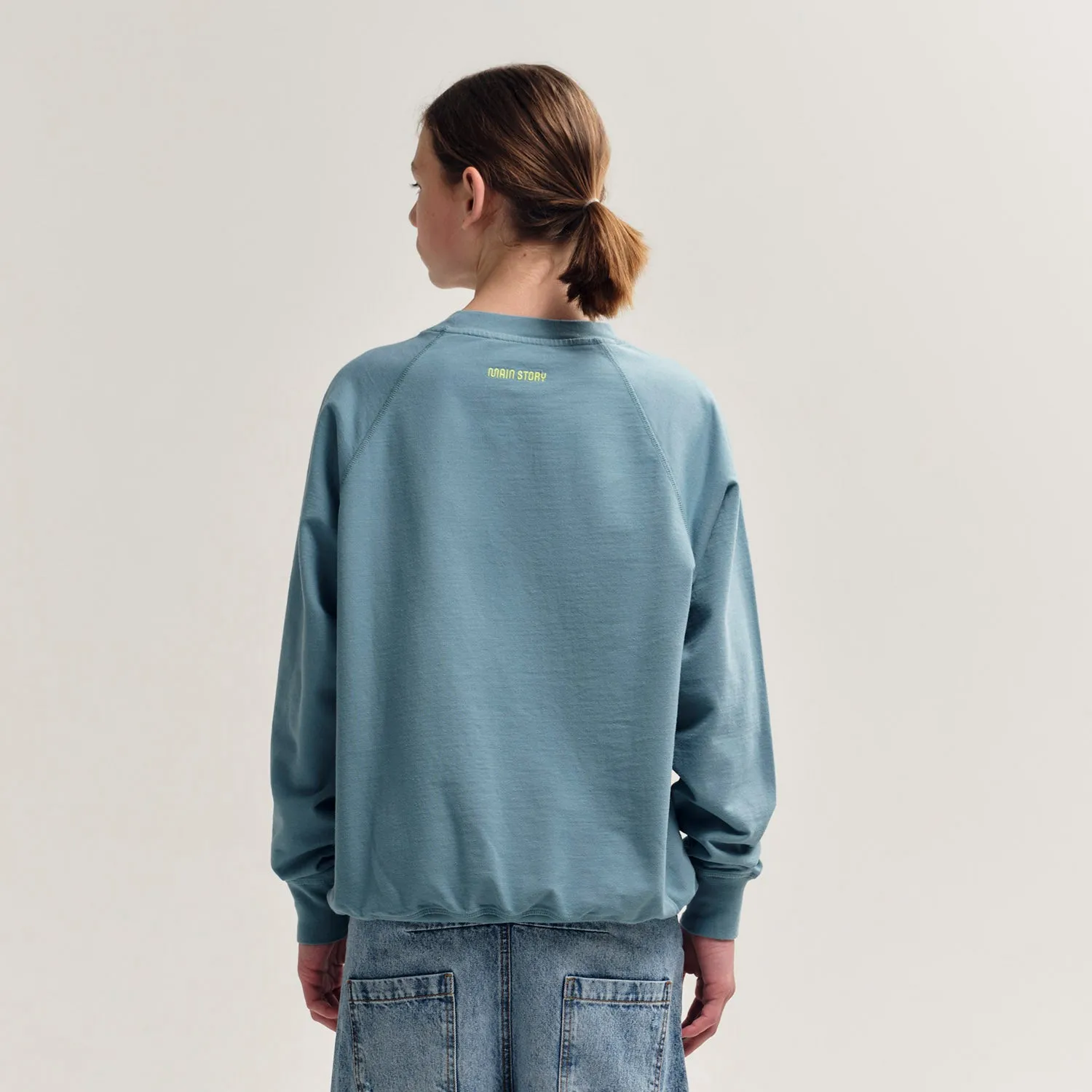 Cotton Raglan Sweatshirt - Smoke Blue