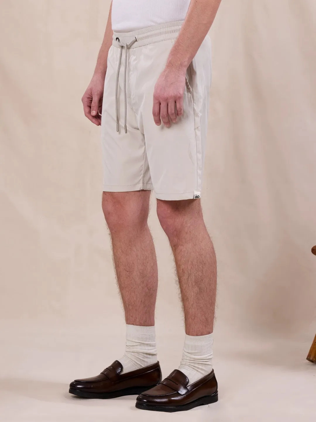 Cream Cotton Stretch Shorts