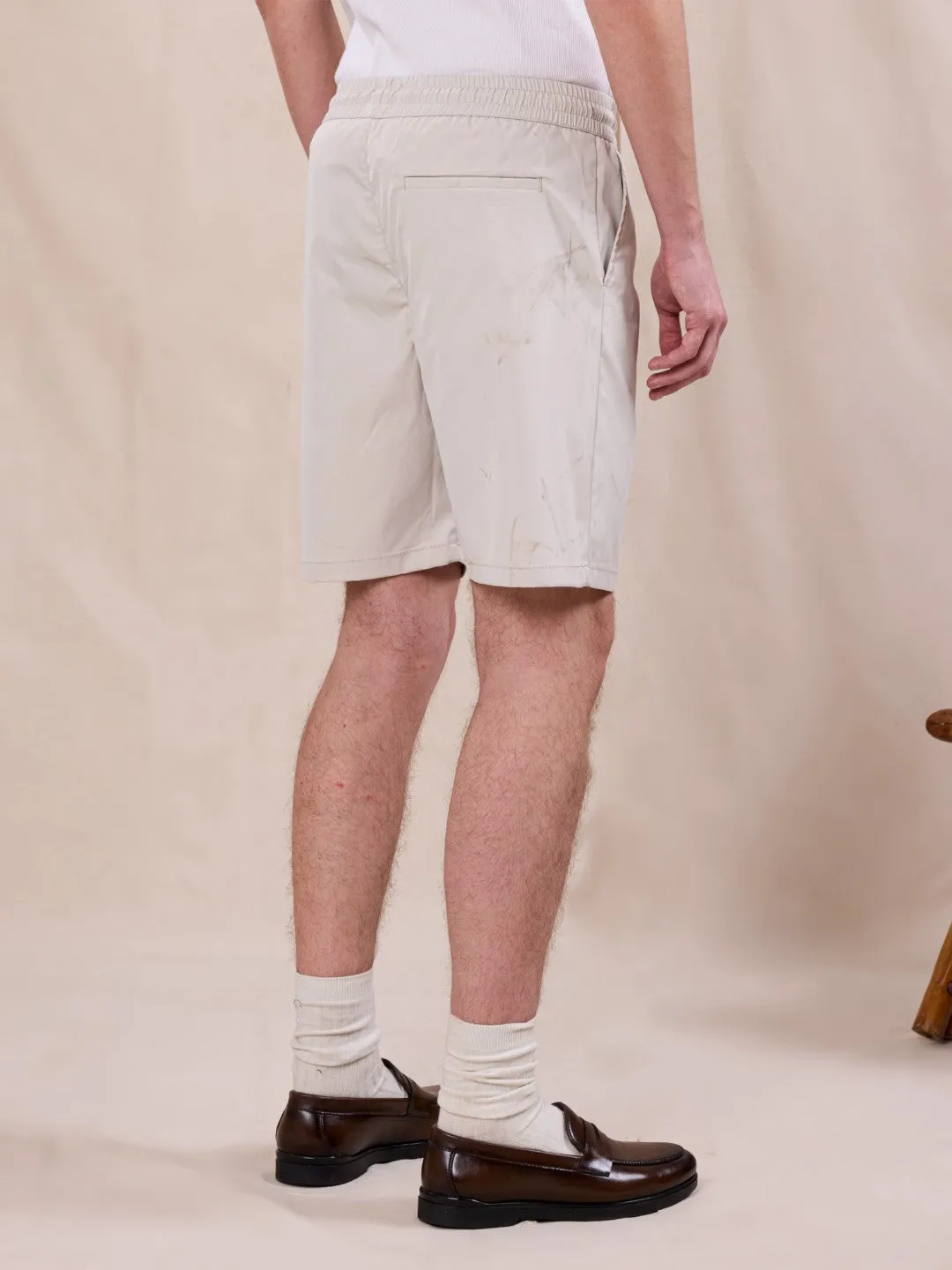 Cream Cotton Stretch Shorts