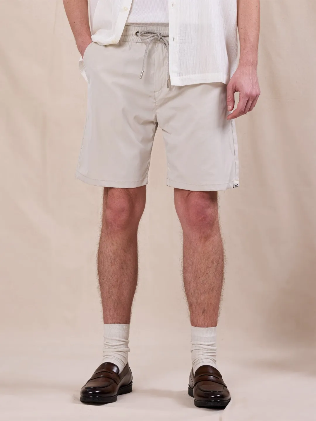 Cream Cotton Stretch Shorts