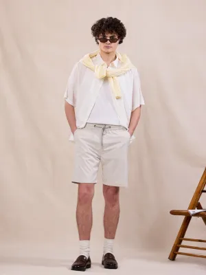 Cream Cotton Stretch Shorts