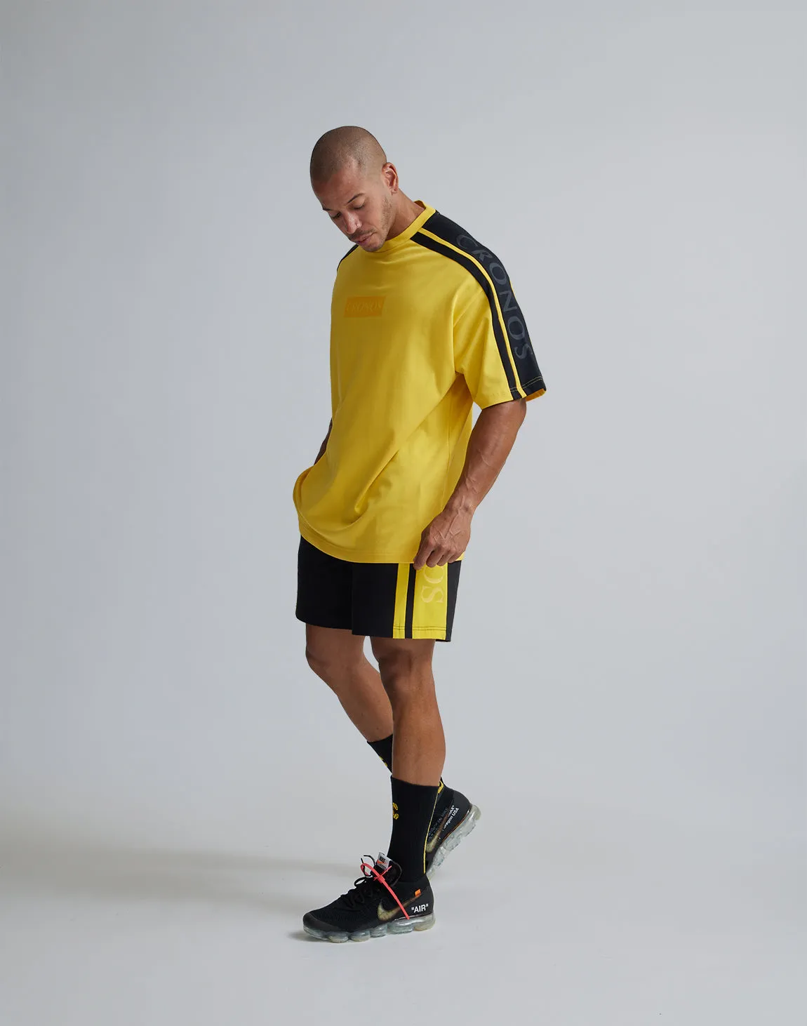CRONOS 2LINE NYLON STRETCH SHORTS【BLACK×YELLOW】