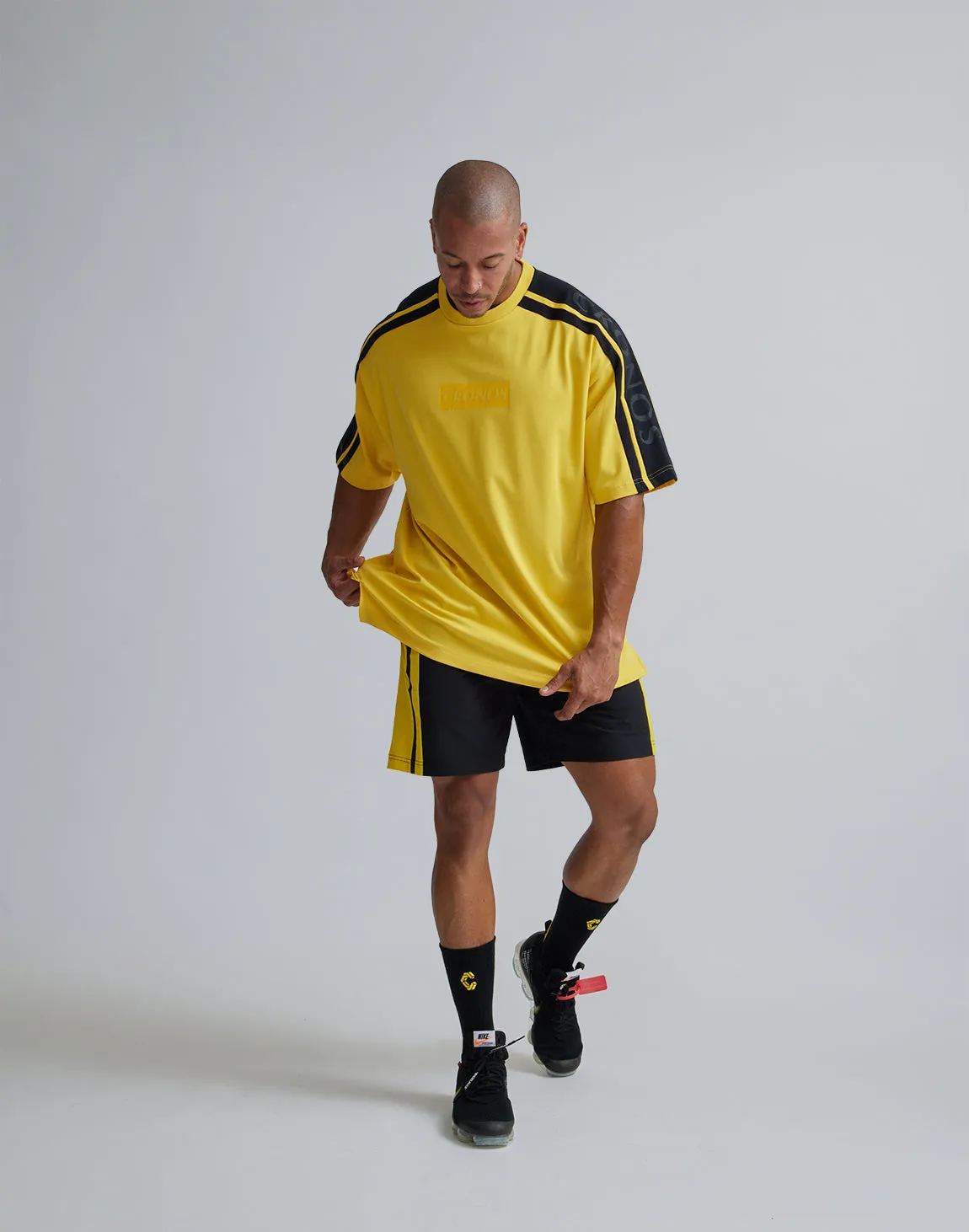 CRONOS 2LINE NYLON STRETCH SHORTS【BLACK×YELLOW】