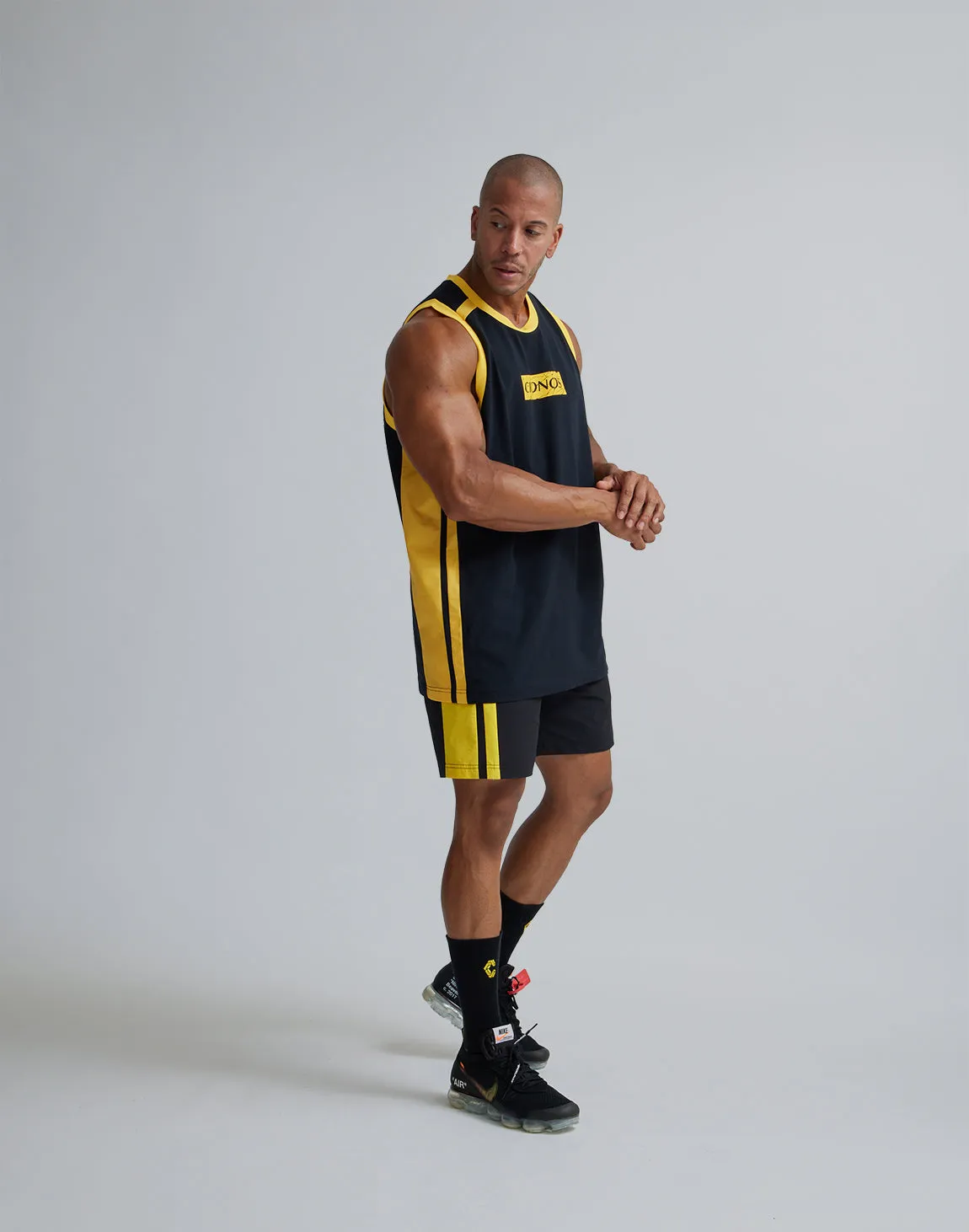 CRONOS 2LINE NYLON STRETCH SHORTS【BLACK×YELLOW】