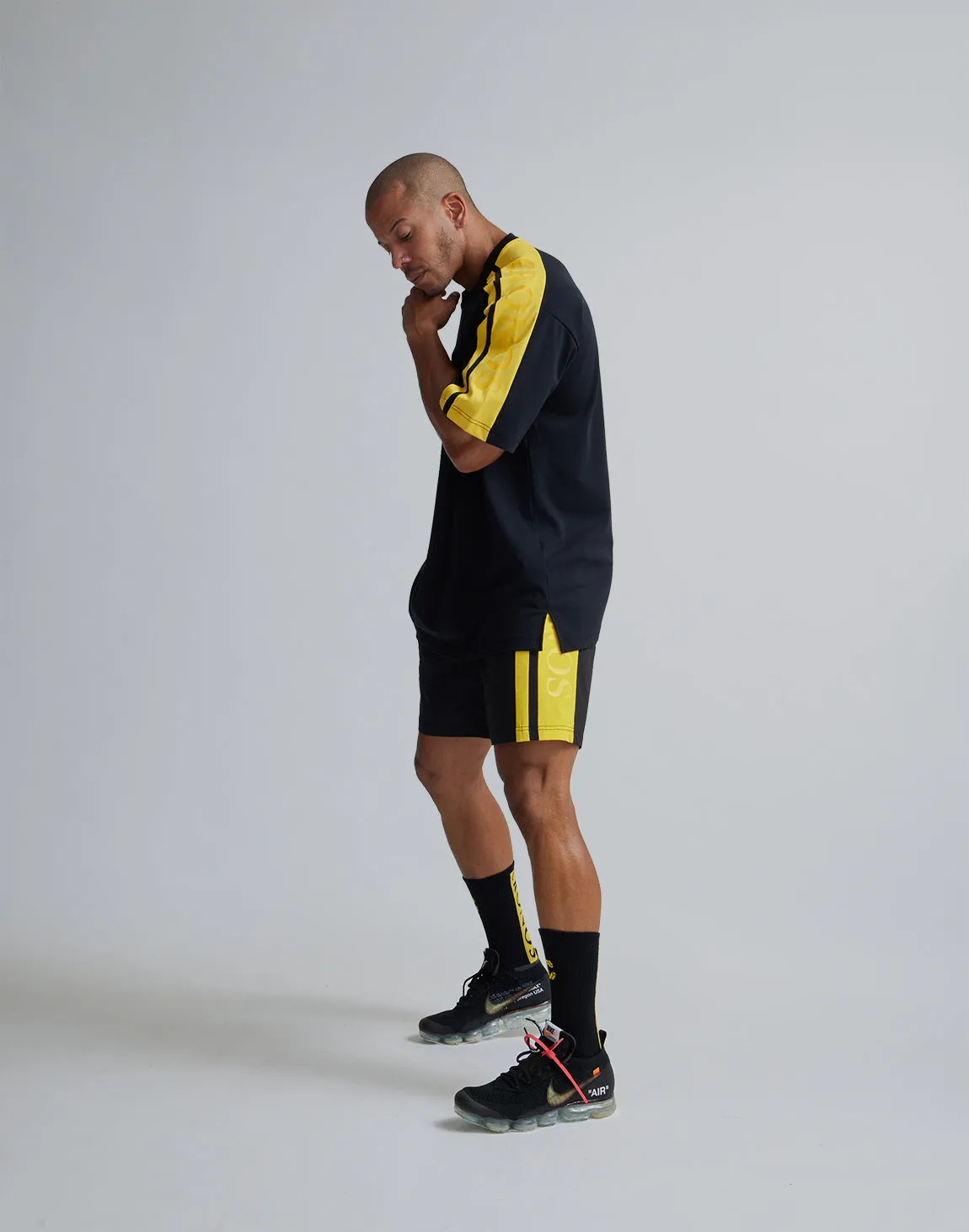 CRONOS 2LINE NYLON STRETCH SHORTS【BLACK×YELLOW】