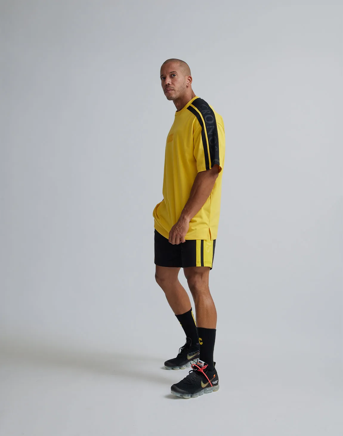 CRONOS 2LINE NYLON STRETCH SHORTS【BLACK×YELLOW】