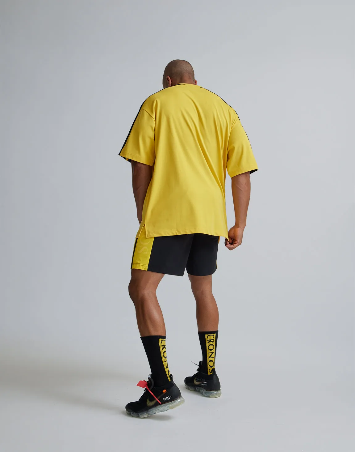 CRONOS 2LINE NYLON STRETCH SHORTS【BLACK×YELLOW】