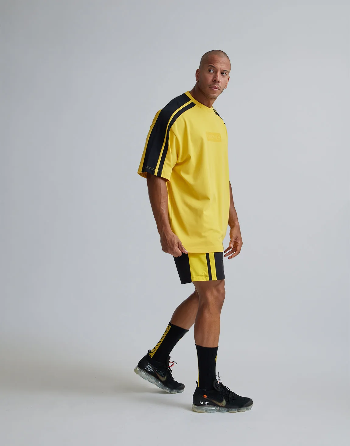 CRONOS 2LINE NYLON STRETCH SHORTS【BLACK×YELLOW】
