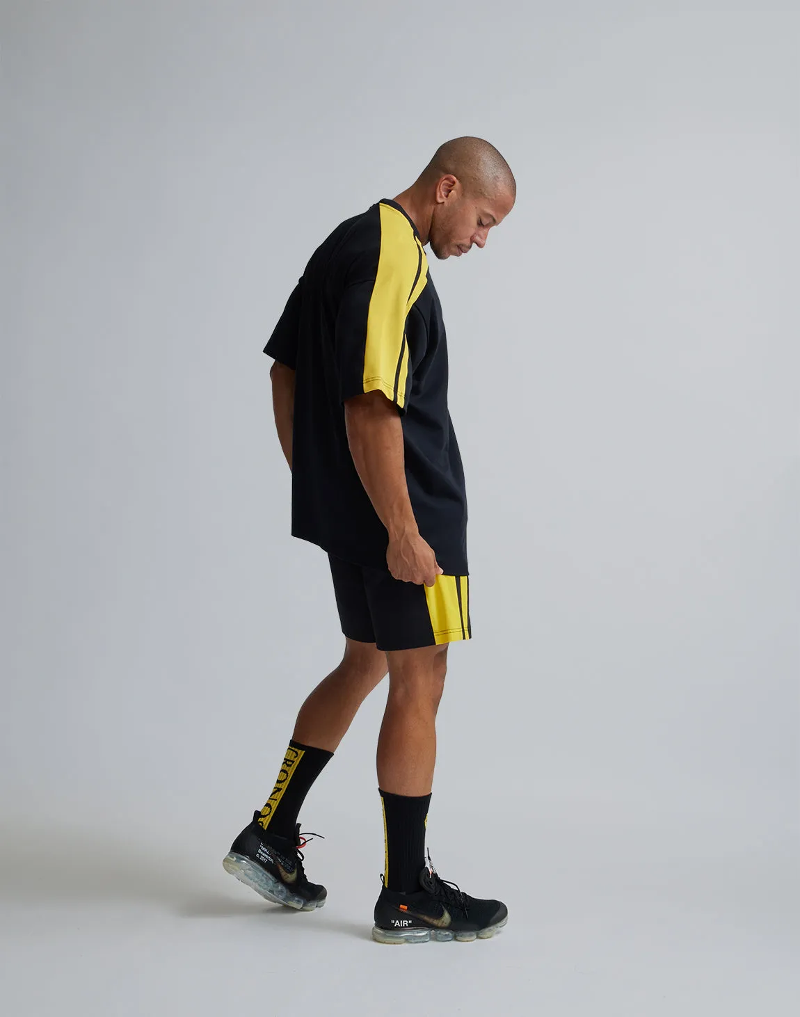 CRONOS 2LINE NYLON STRETCH SHORTS【BLACK×YELLOW】