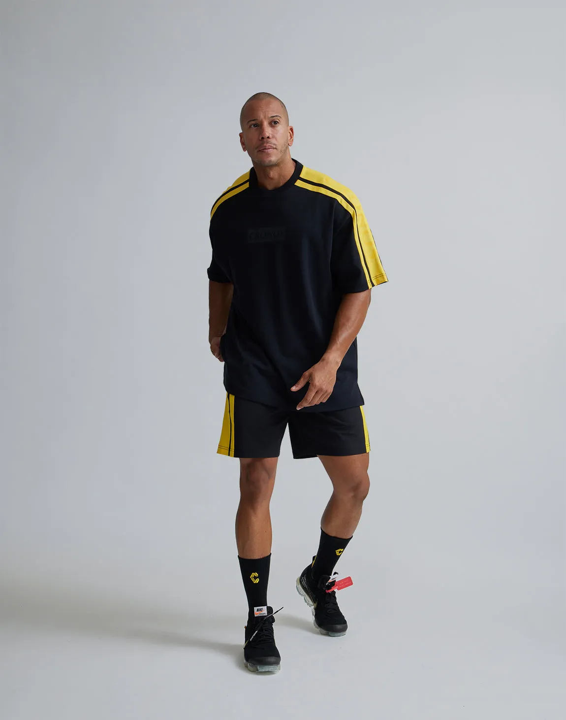 CRONOS 2LINE NYLON STRETCH SHORTS【BLACK×YELLOW】