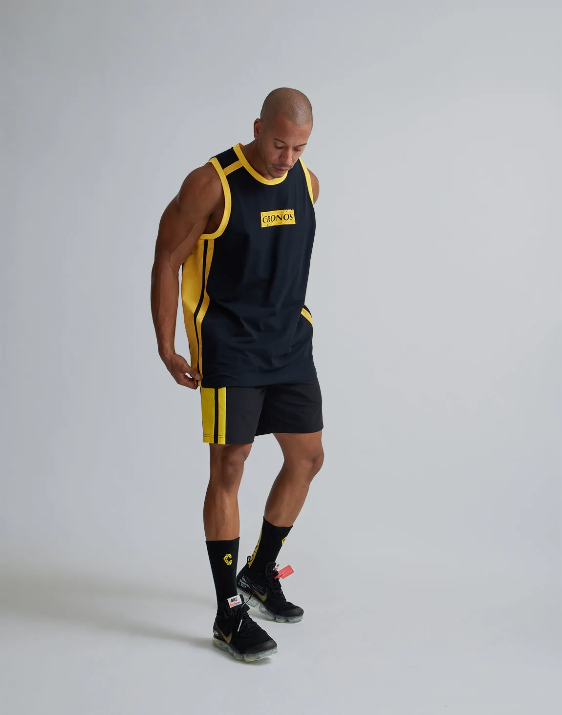 CRONOS 2LINE NYLON STRETCH SHORTS【BLACK×YELLOW】
