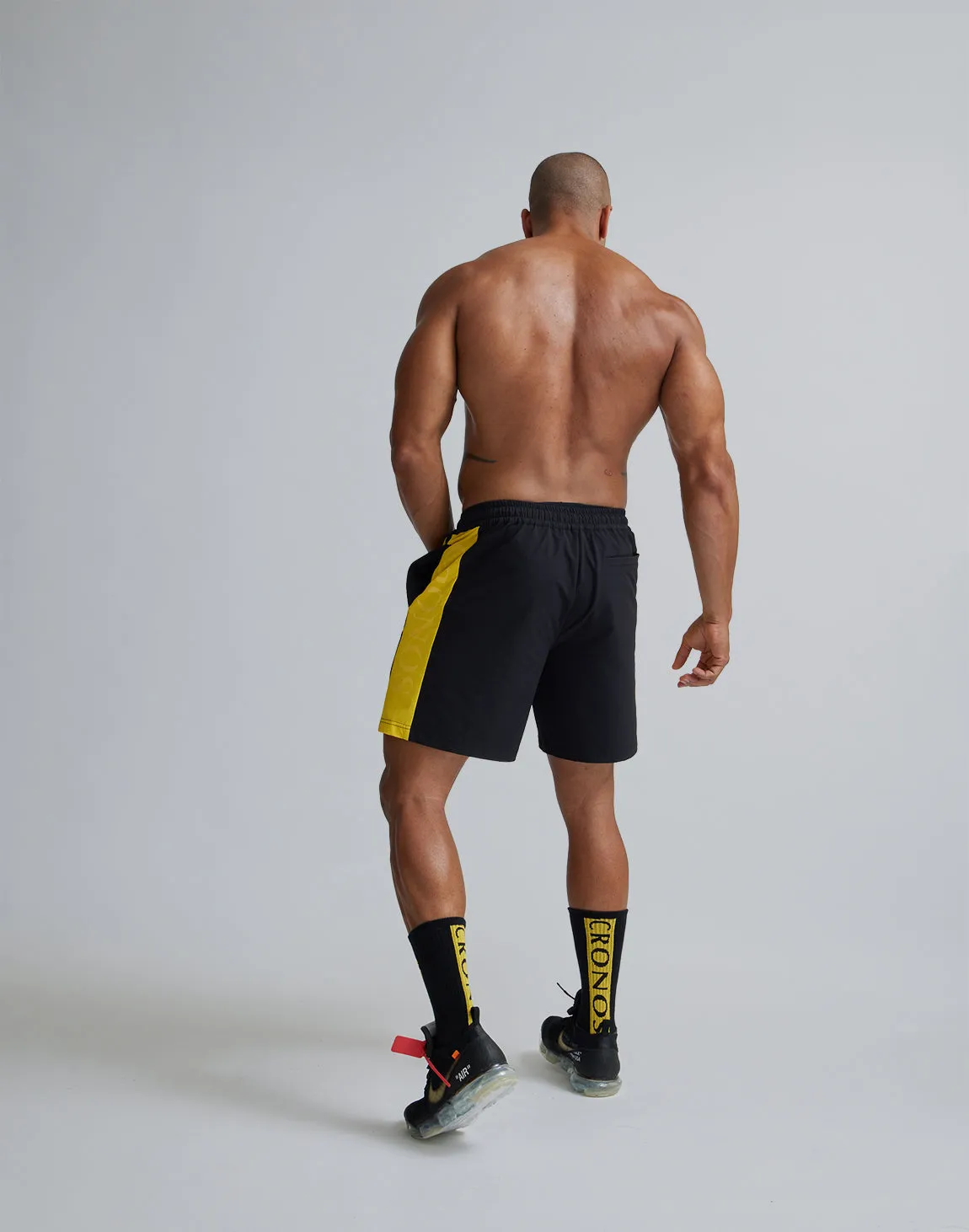 CRONOS 2LINE NYLON STRETCH SHORTS【BLACK×YELLOW】