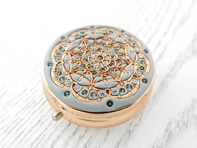 Crystalized Rose Gold Pill Box