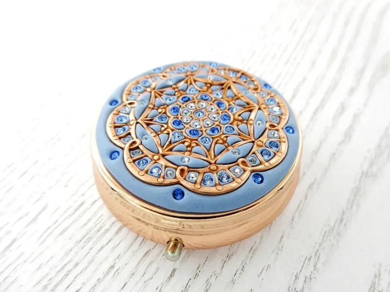 Crystalized Rose Gold Pill Box