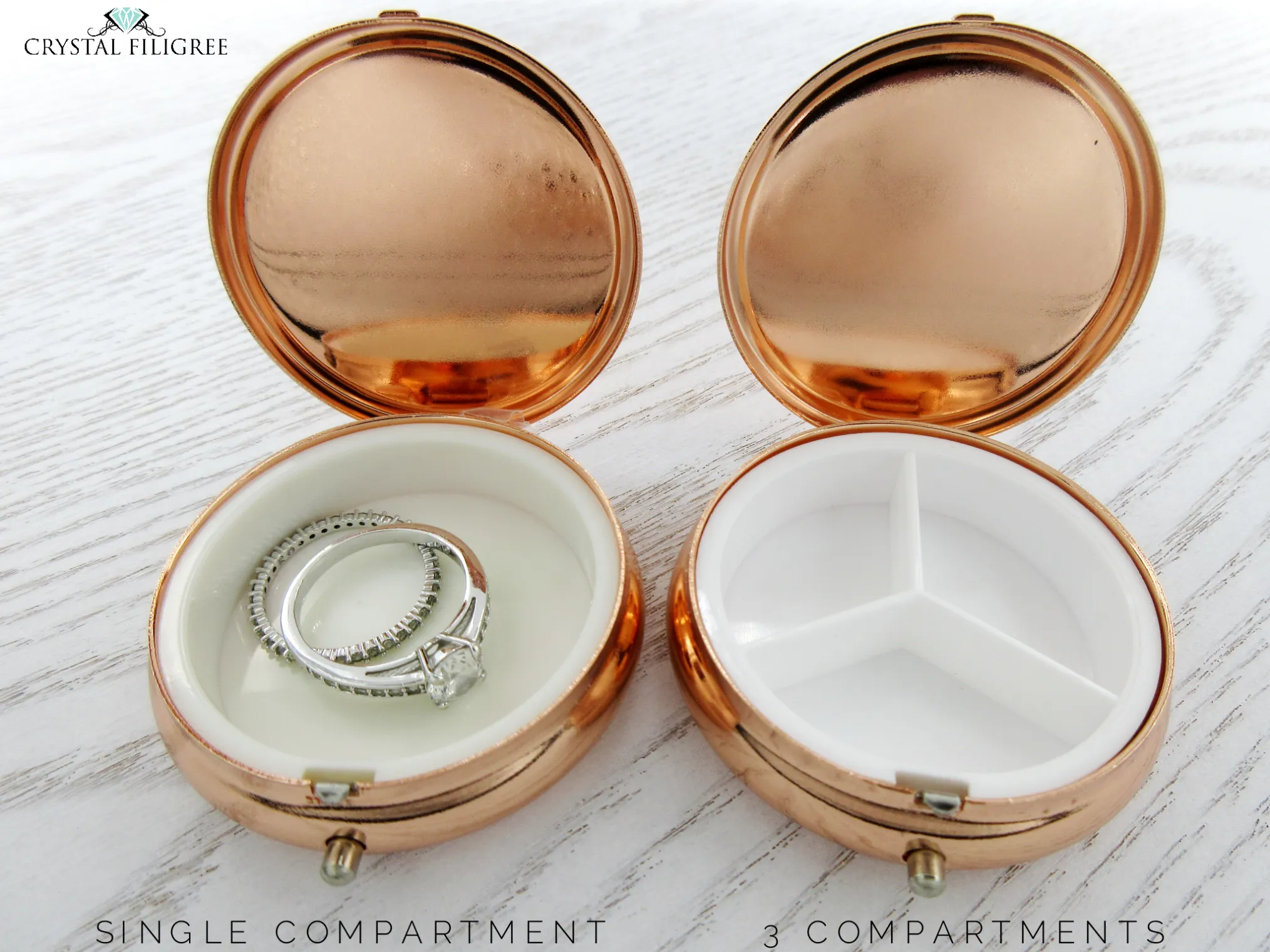 Crystalized Rose Gold Pill Box