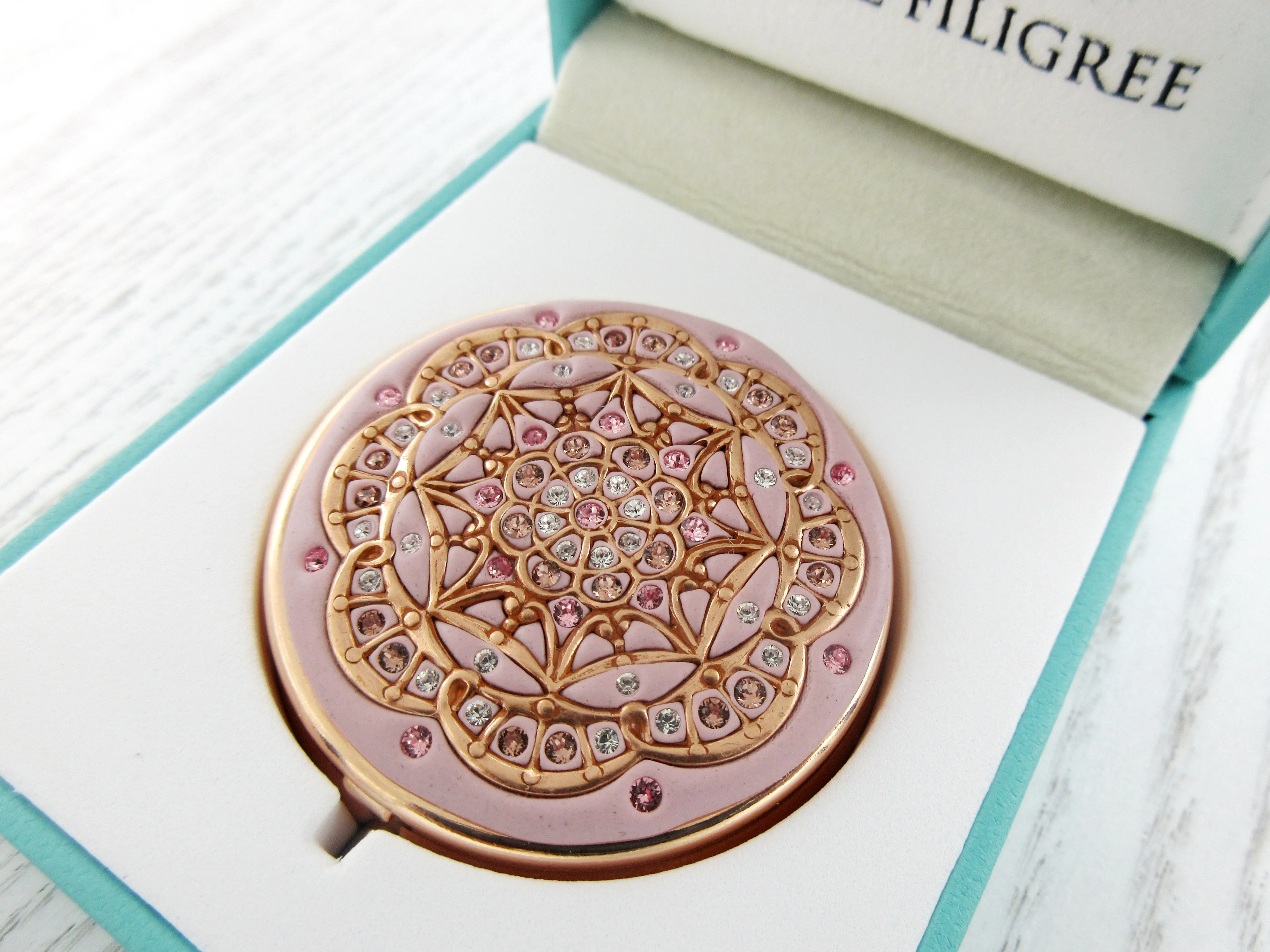 Crystalized Rose Gold Pill Box