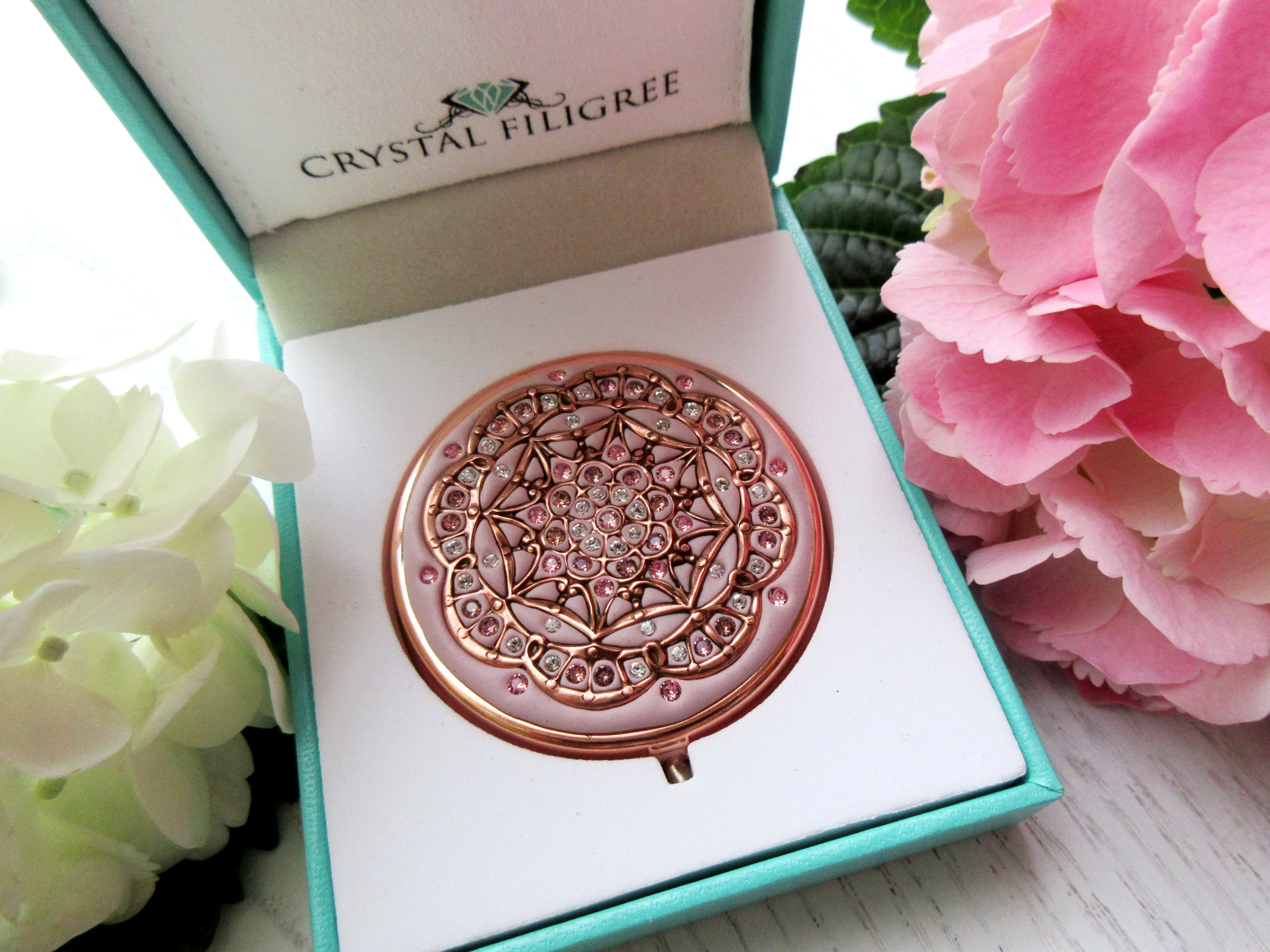 Crystalized Rose Gold Pill Box