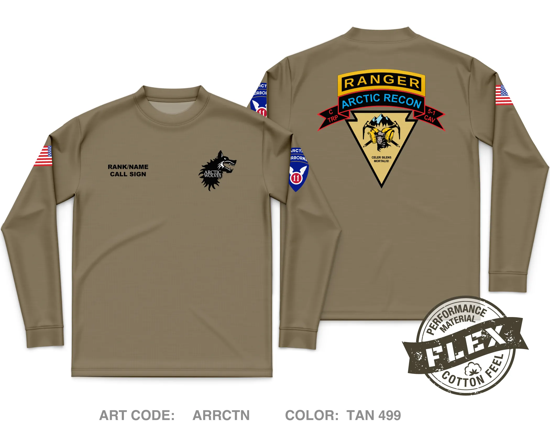 CUSTOM C-TROOP, 5-1 CAV Core Men's LS Flex Performance Tee - ARRCTN