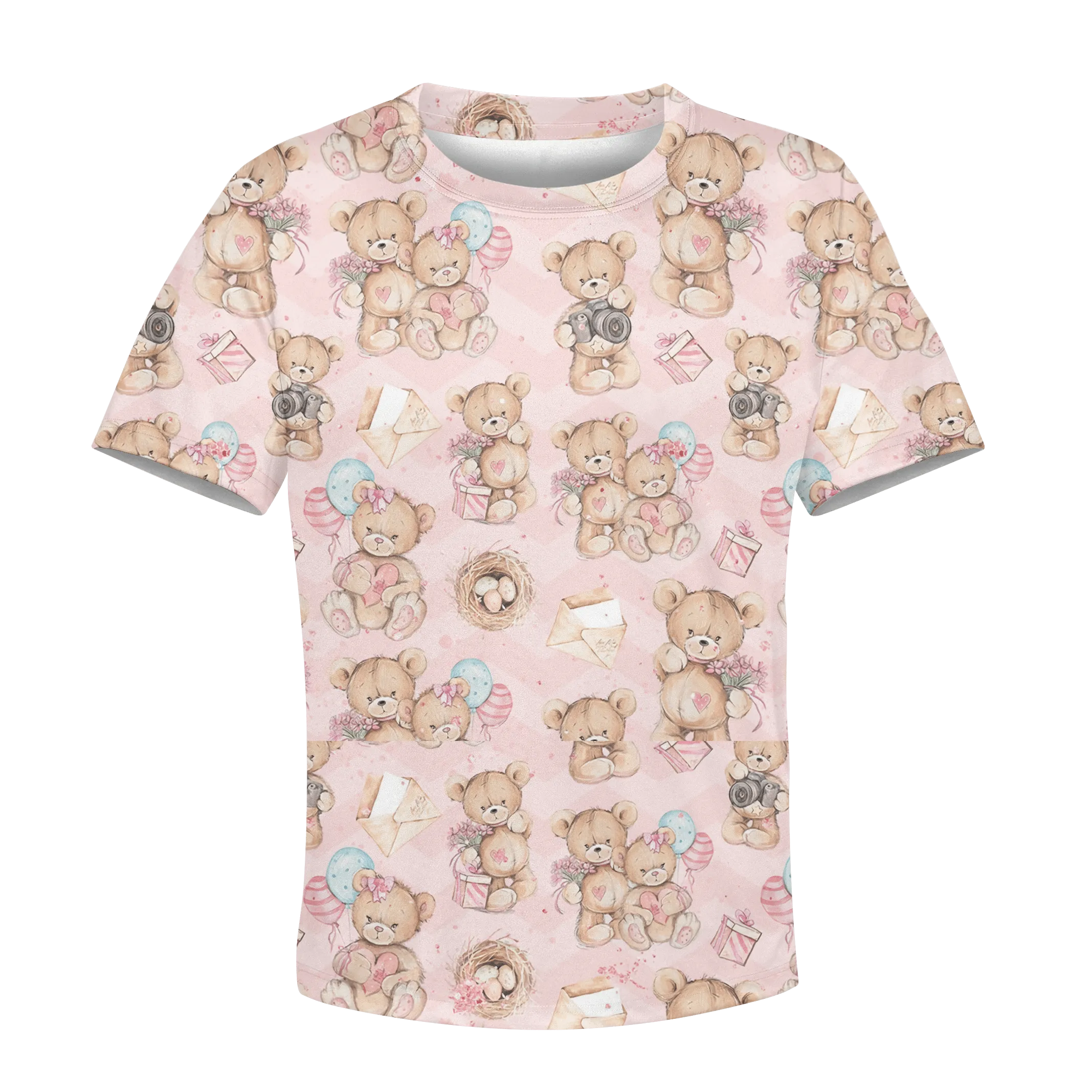 CUTE BEAR WITH BALLOON AND GIFTS Kid Custom Cosplay Hoodies Apparel