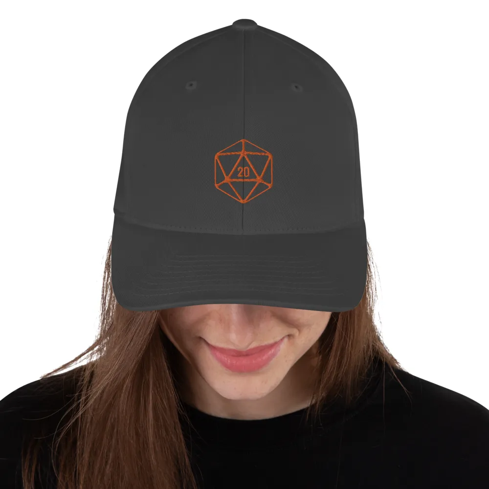 D20 Classic Orange Crit Structured Twill Flexfit Cap