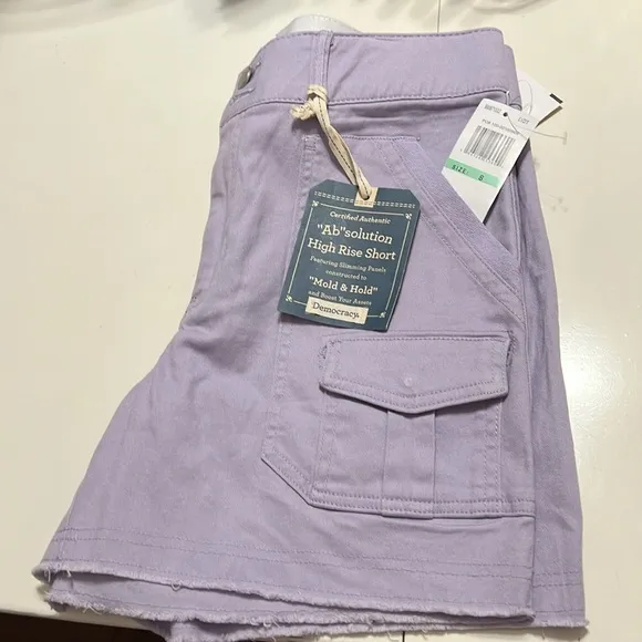 Democracy Ab Solution High Rise Cargo Shorts Purple Size 8 NWT