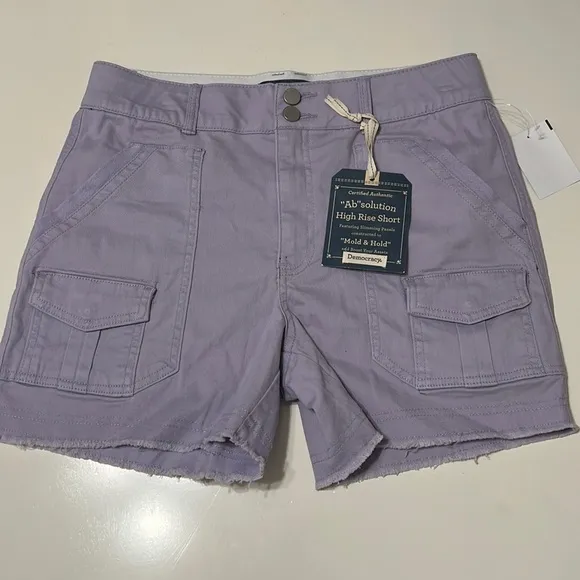 Democracy Ab Solution High Rise Cargo Shorts Purple Size 8 NWT