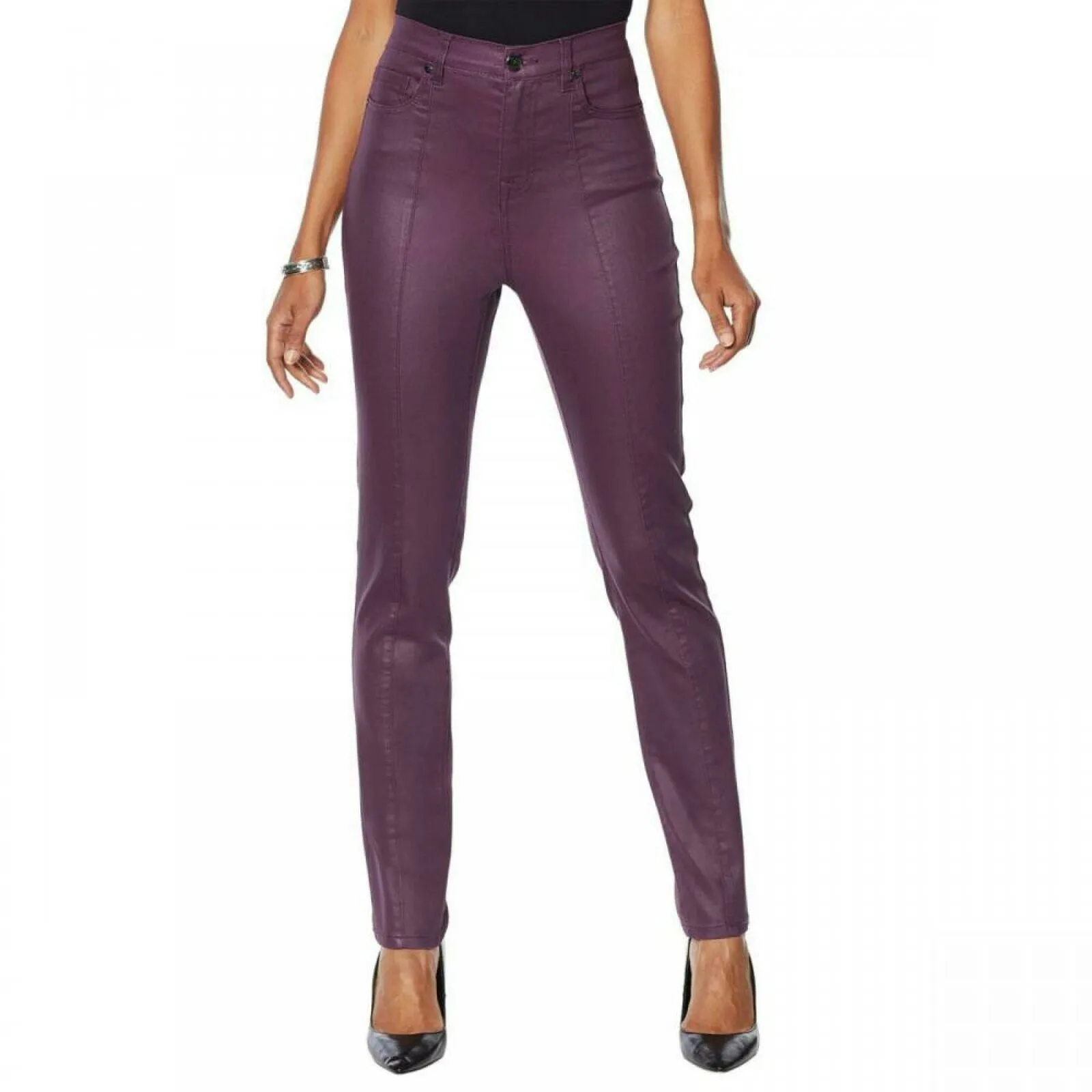 DG2 by Diane Gilman Women's Coated Stretch Skinny Jeans