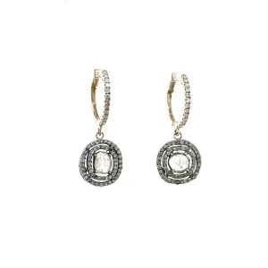 Diamond Huggies With Slice Diamond Halo Drop