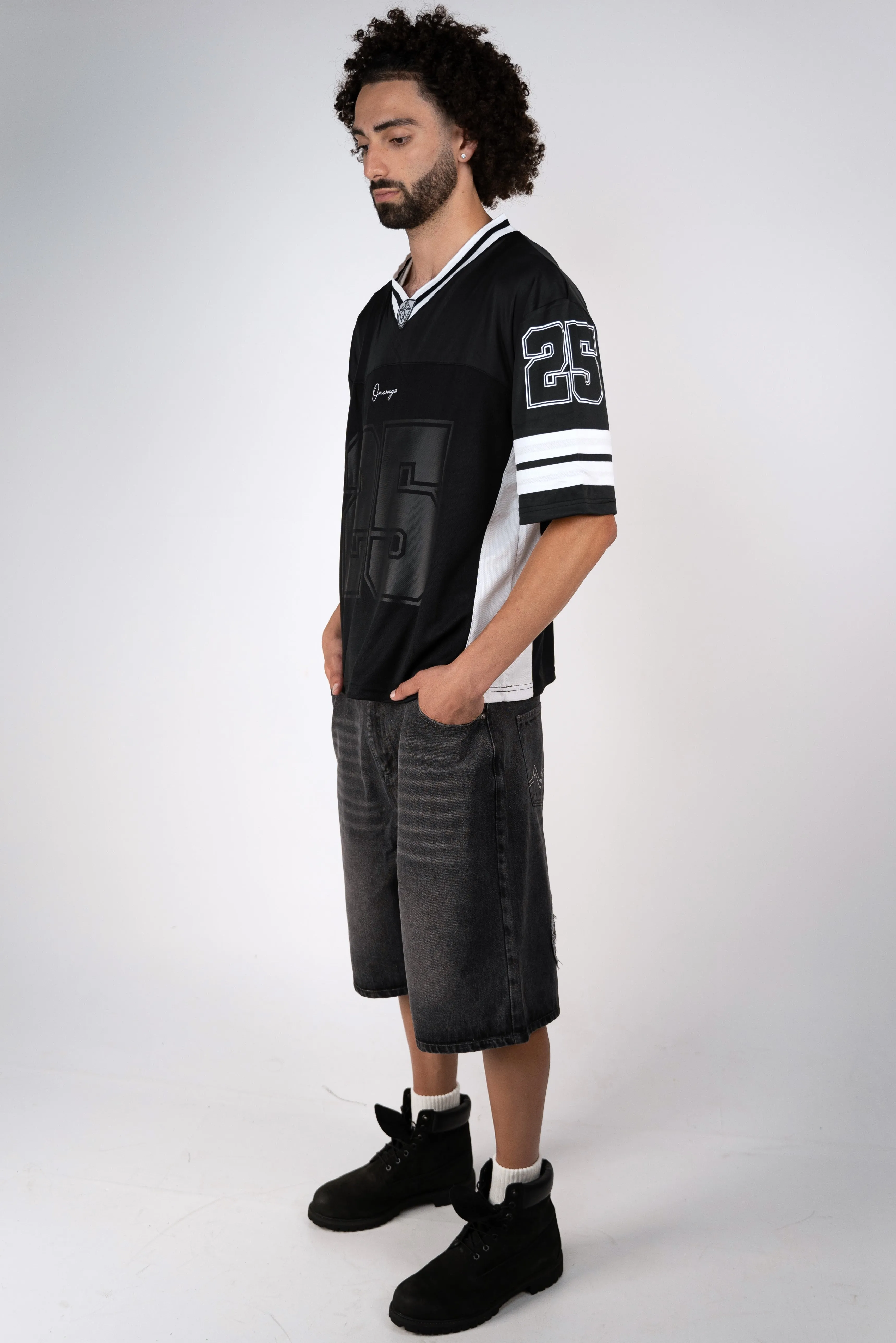 Distressed Logo Jorts - Black