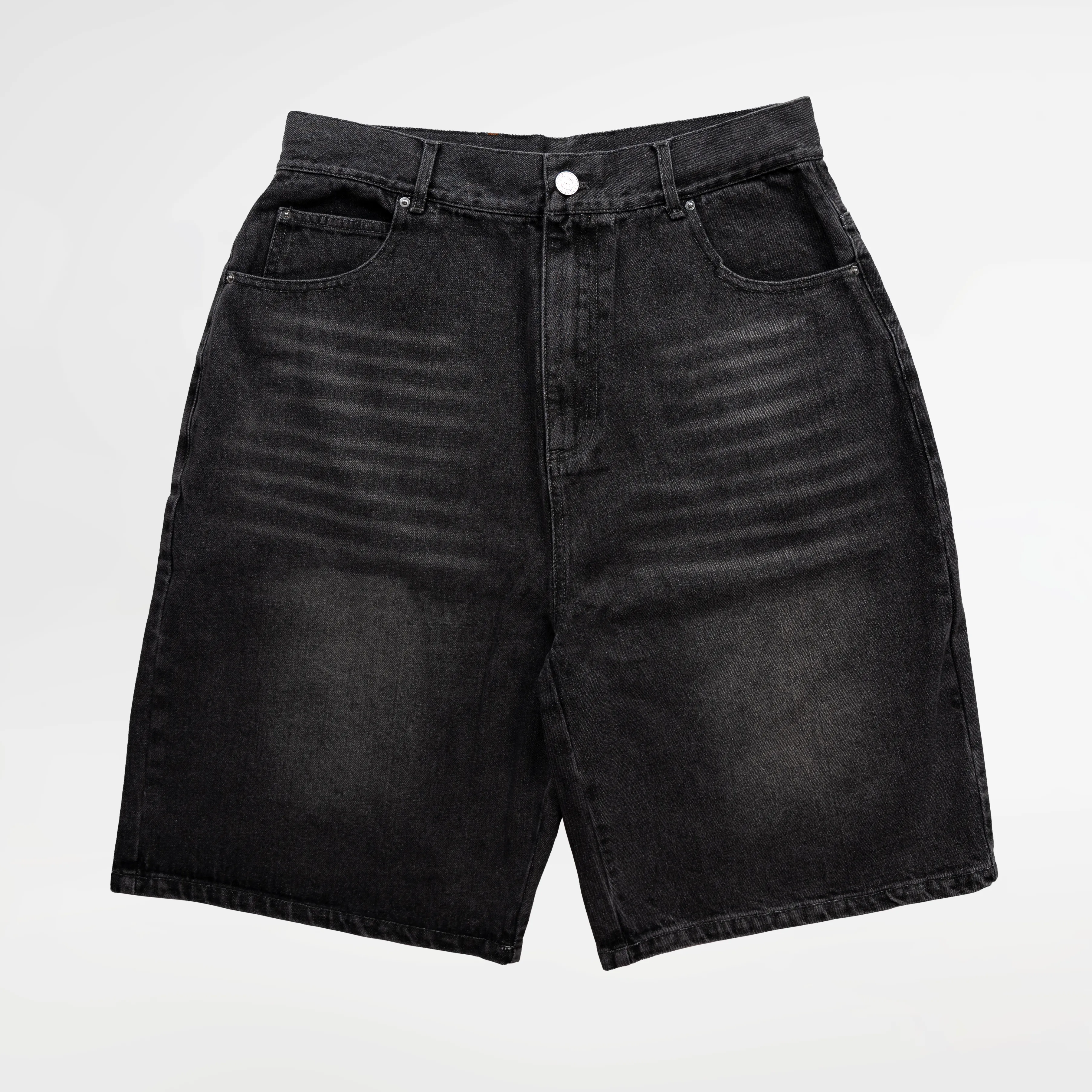 Distressed Logo Jorts - Black