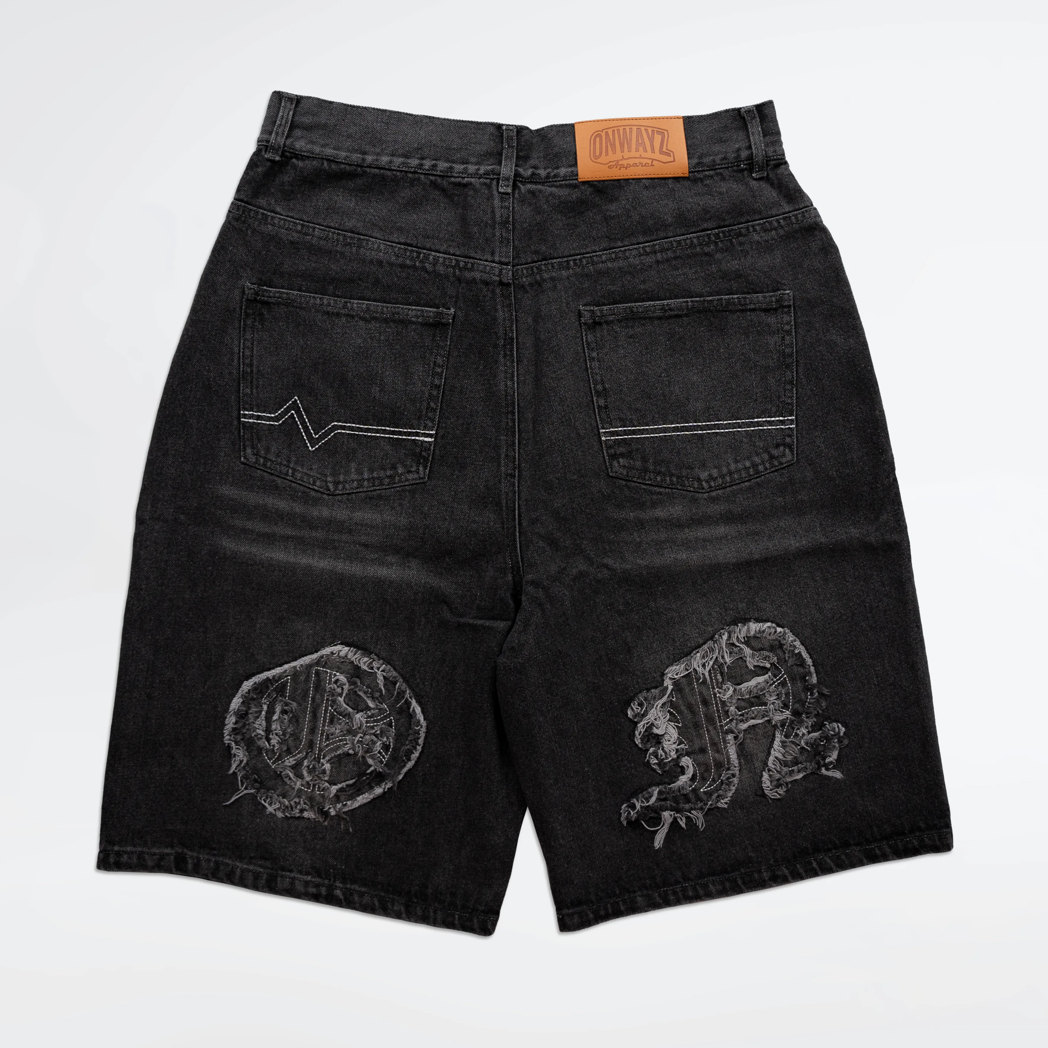 Distressed Logo Jorts - Black