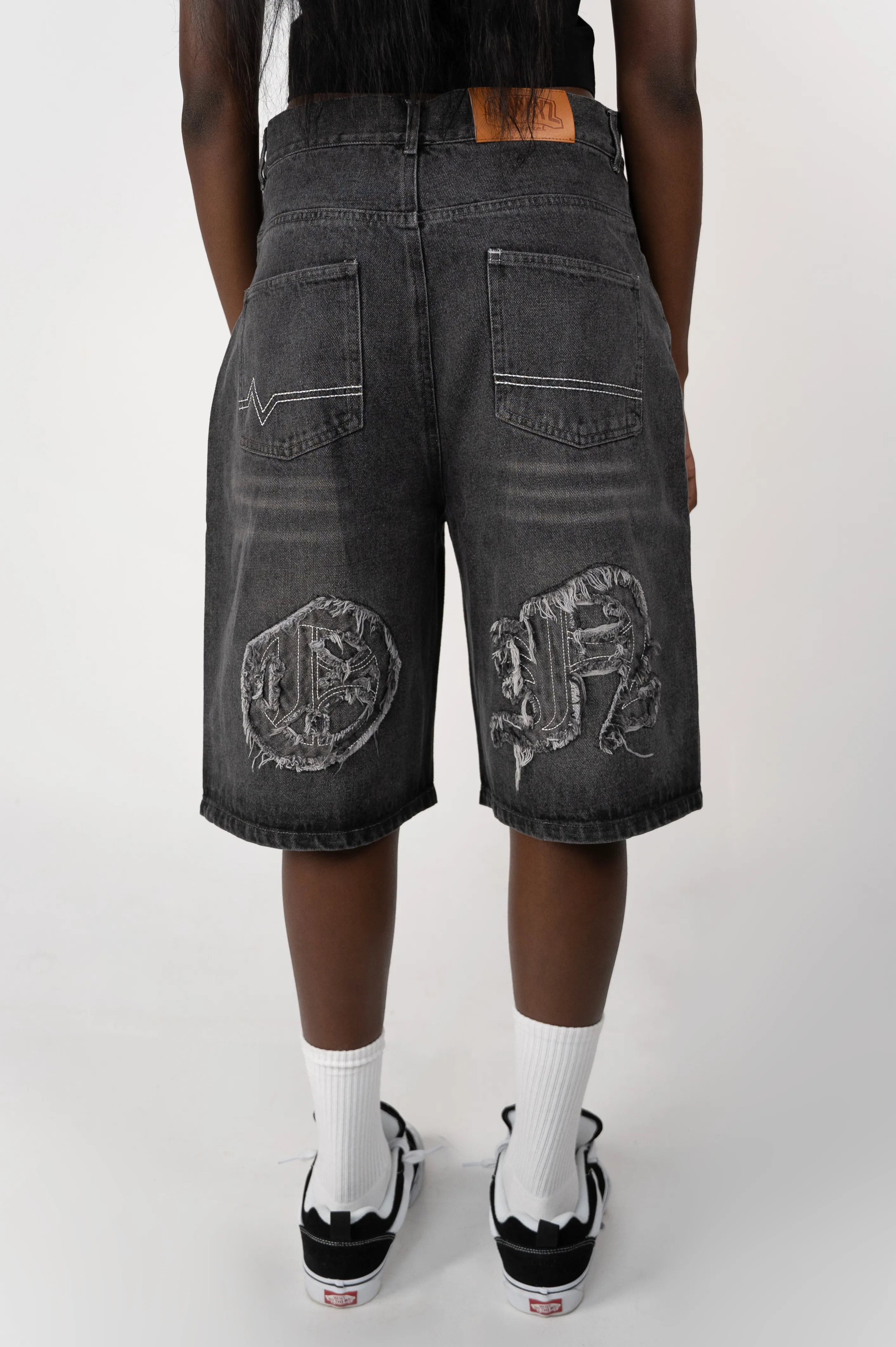 Distressed Logo Jorts - Black
