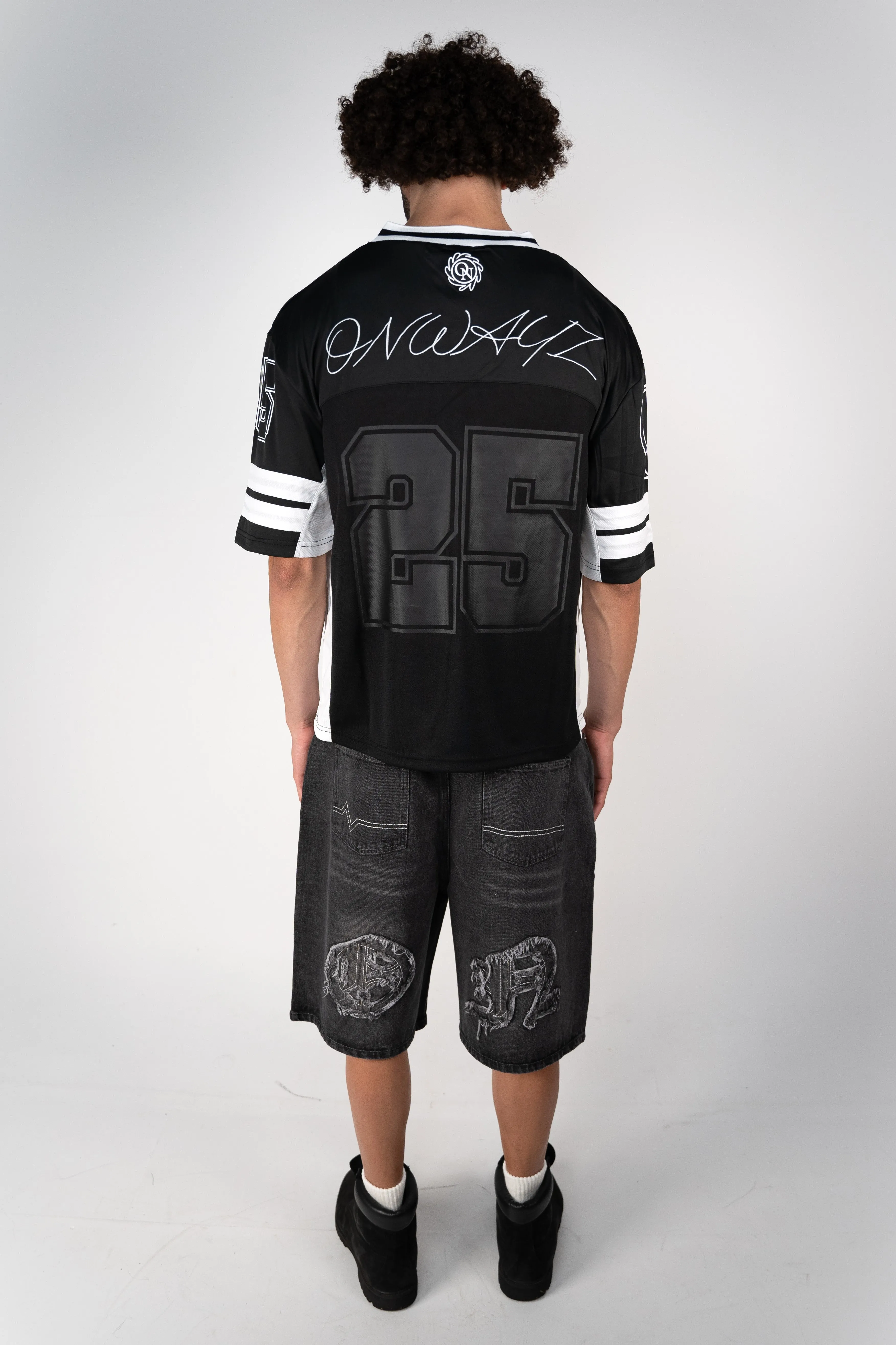 Distressed Logo Jorts - Black