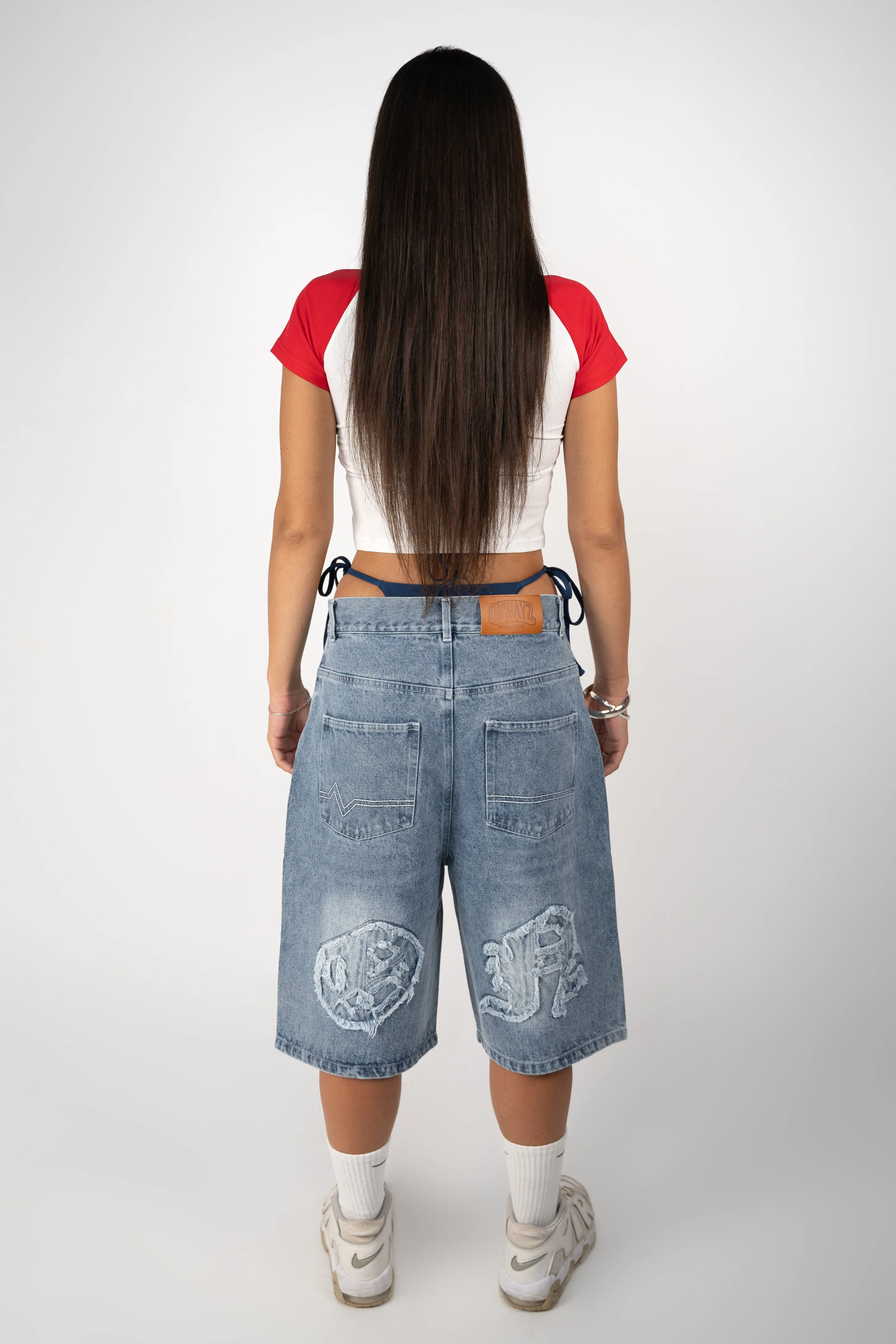 Distressed Logo Jorts - Blue