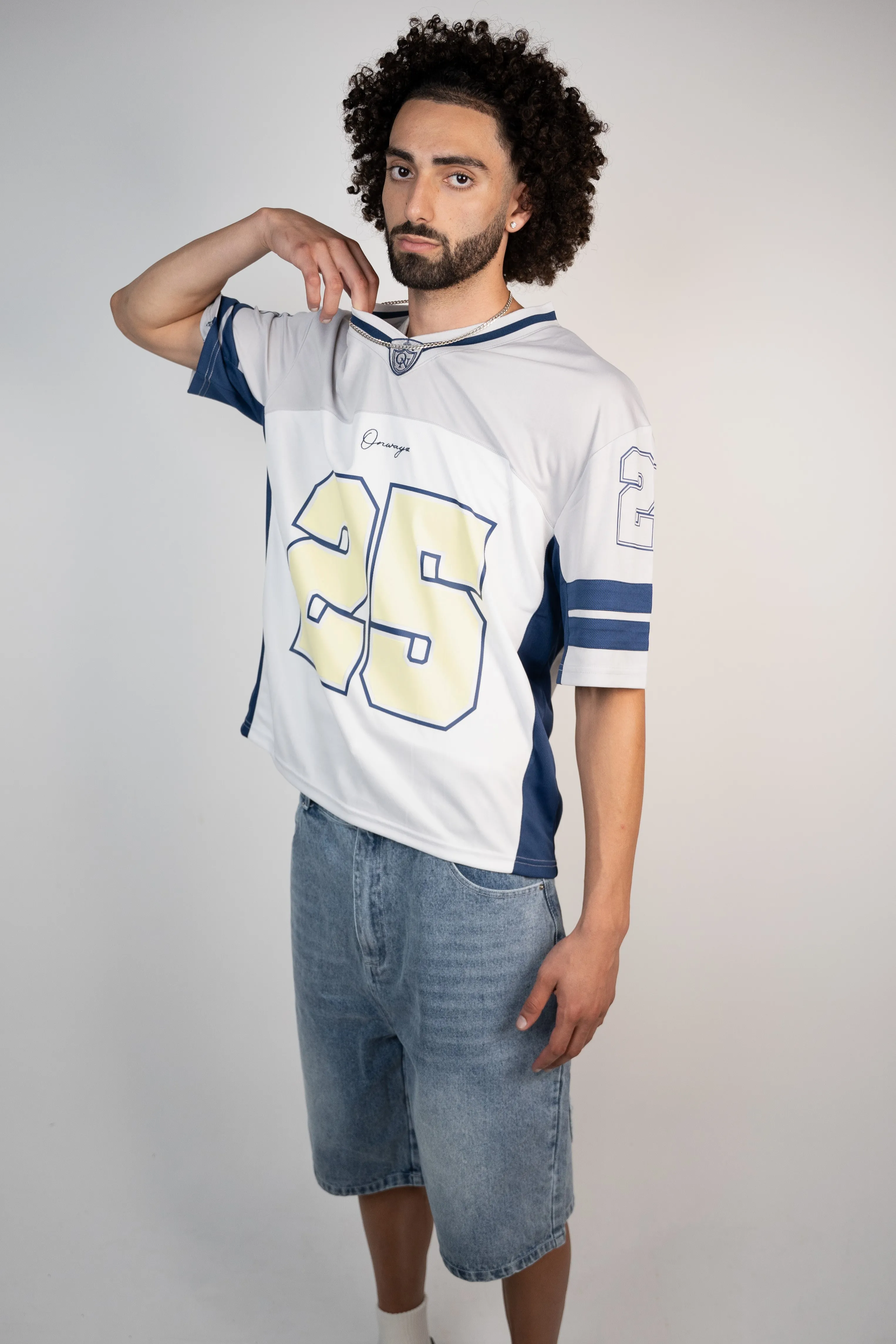 Distressed Logo Jorts - Blue