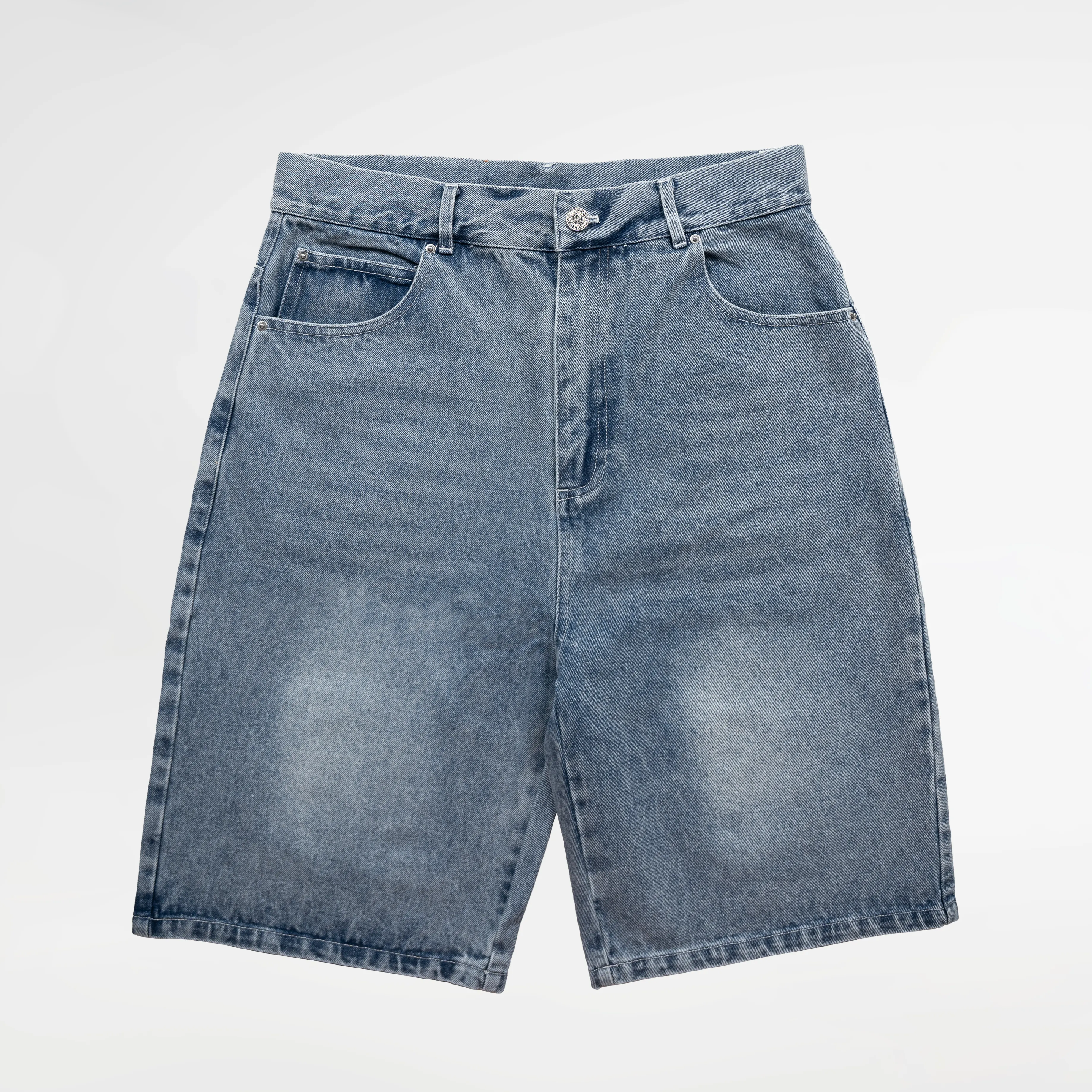 Distressed Logo Jorts - Blue