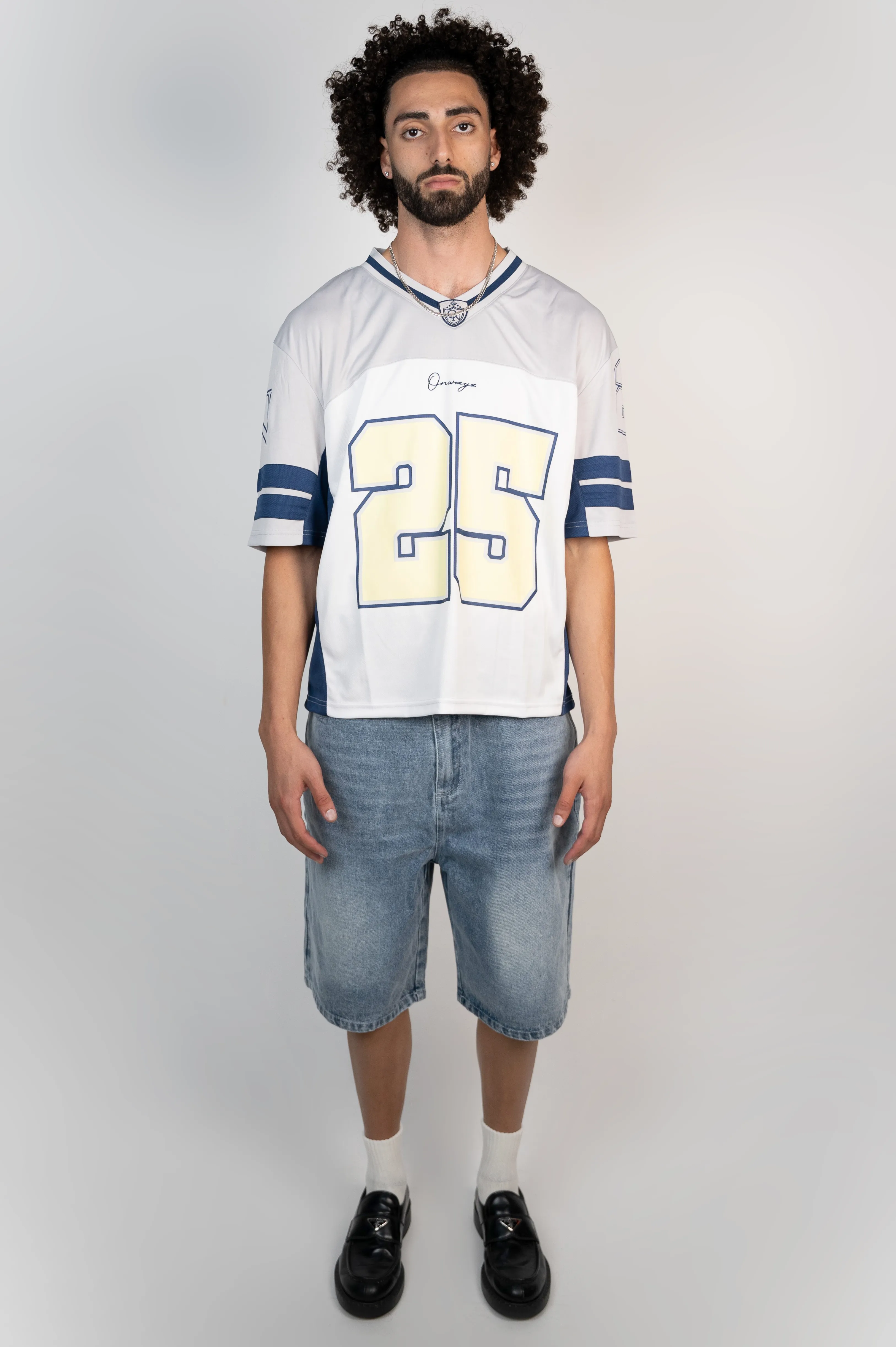 Distressed Logo Jorts - Blue
