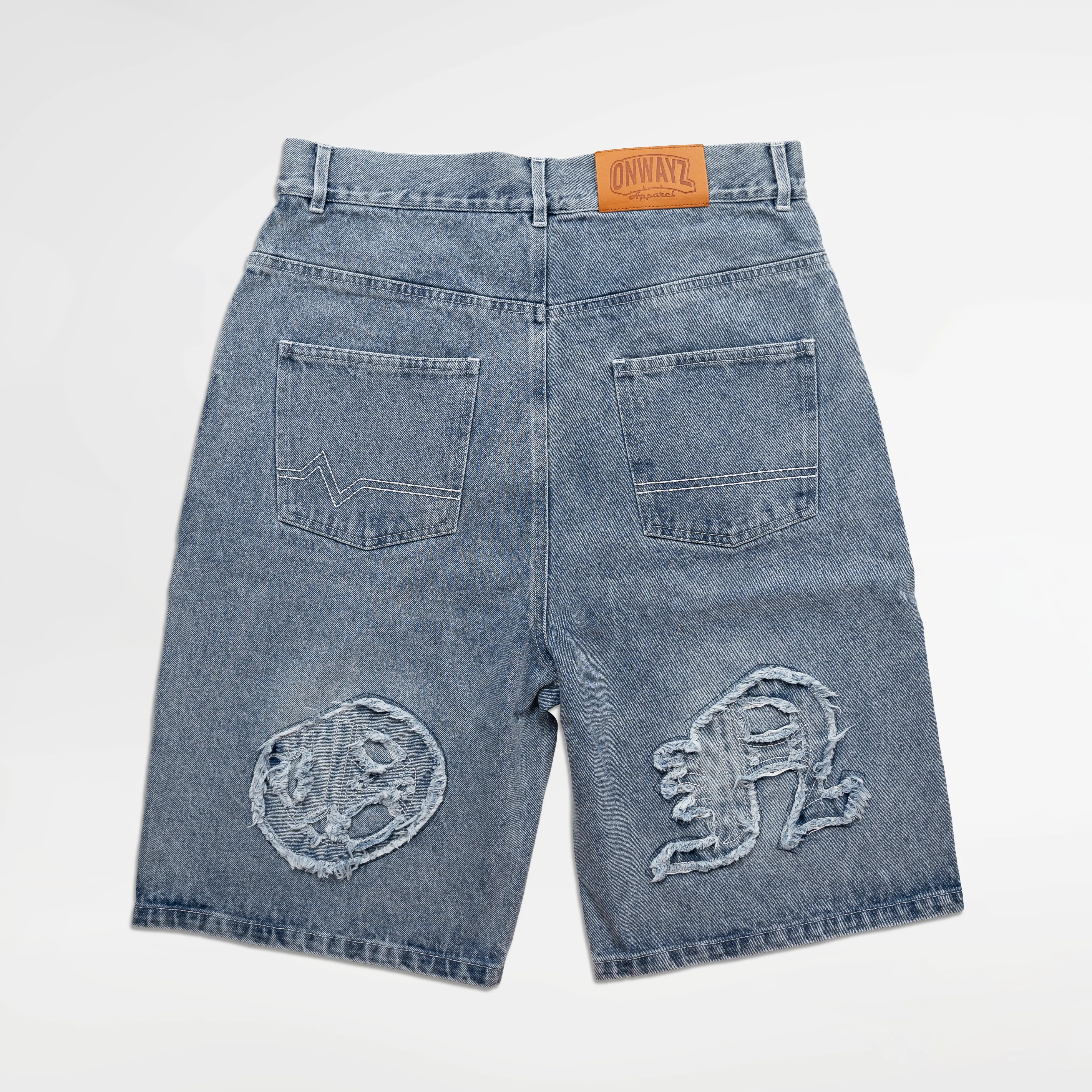 Distressed Logo Jorts - Blue