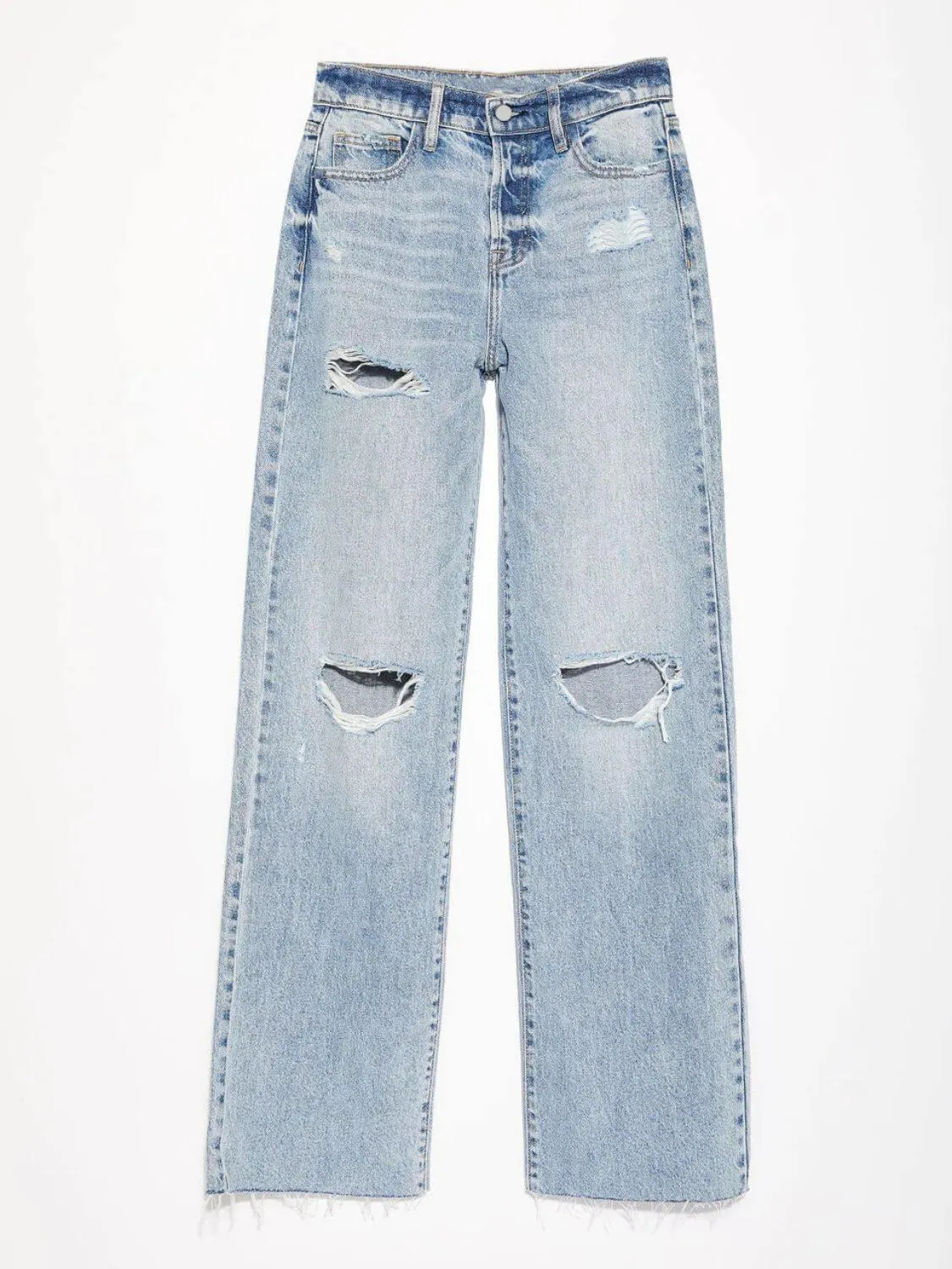 Distressed Straight Leg Jeans with Pockets – Edgy Fit