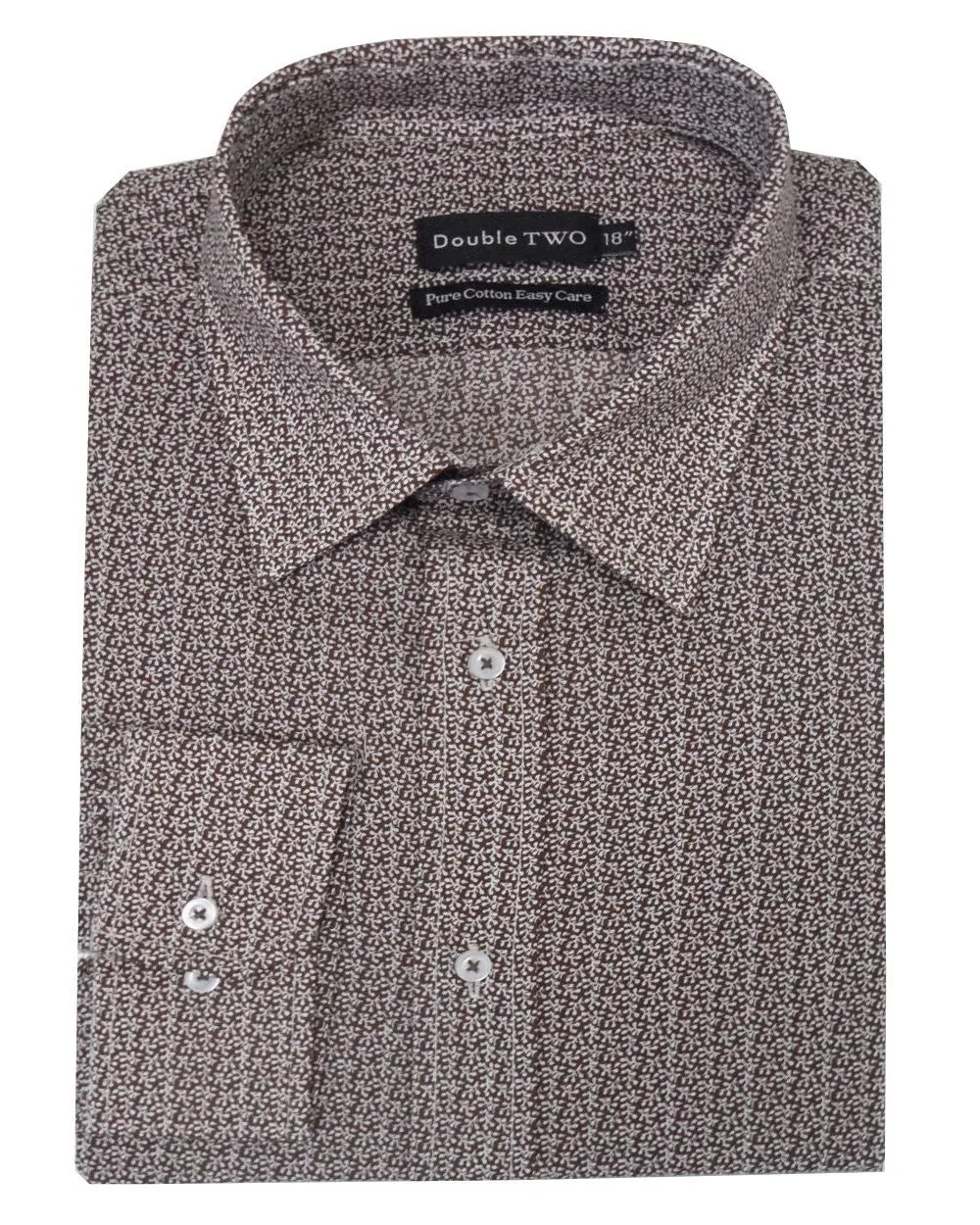 Double Two Mens Easy Care Pure Cotton LS Print Shirts (3741)
