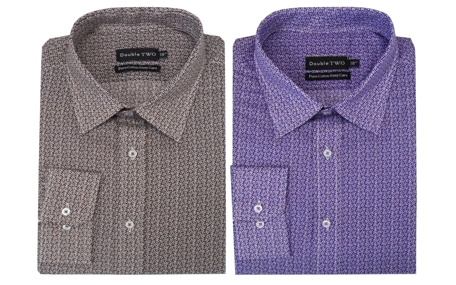 Double Two Mens Easy Care Pure Cotton LS Print Shirts (3741)