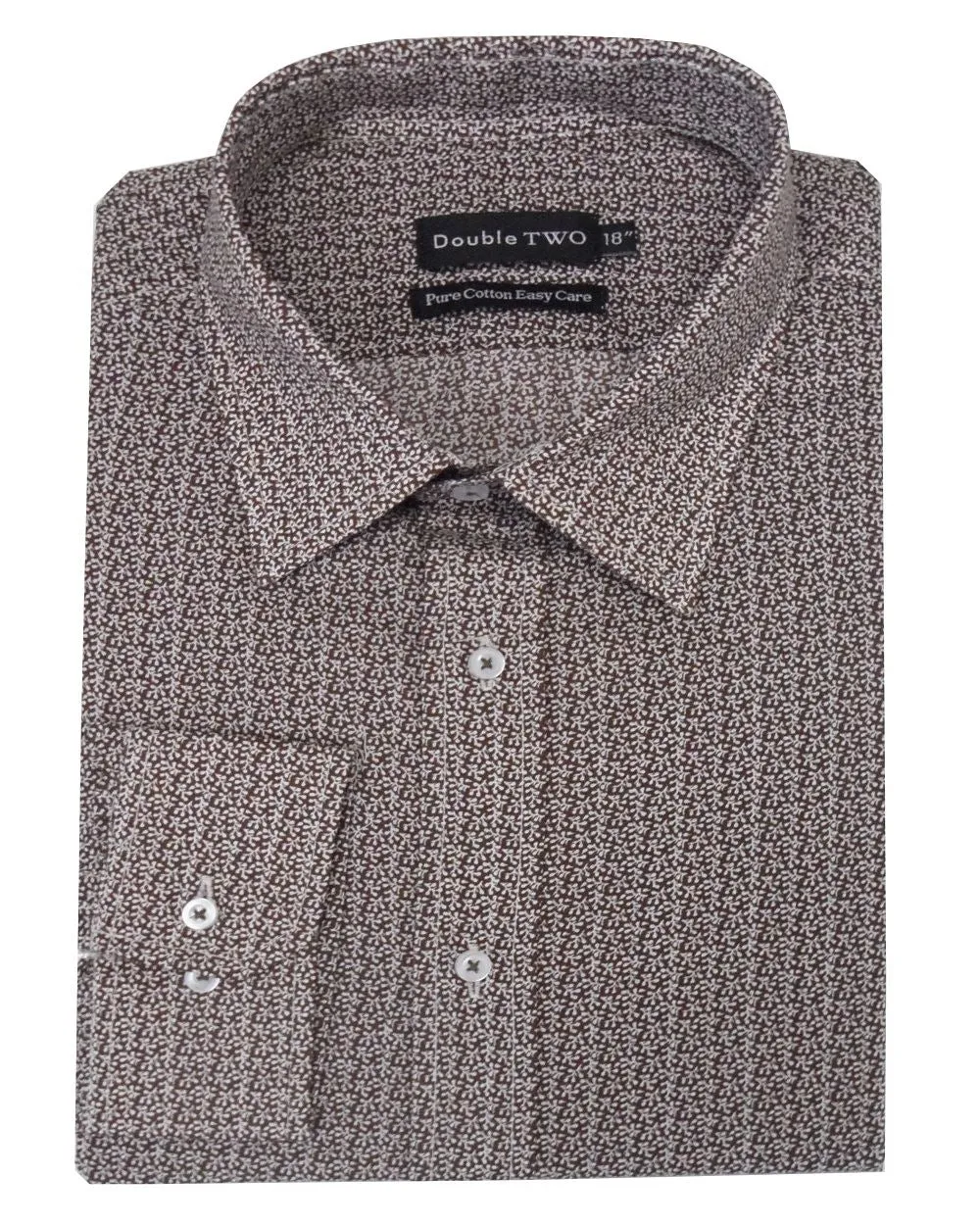 Double Two Mens Easy Care Pure Cotton LS Print Shirts (3741)
