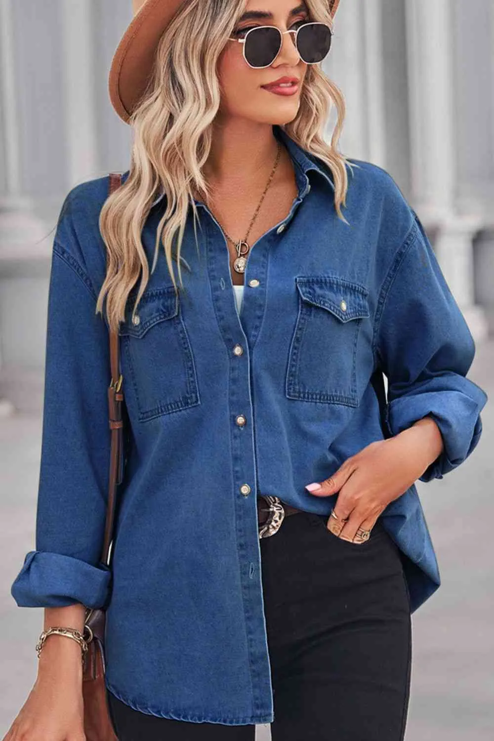 Dropped Shoulder Denim Top