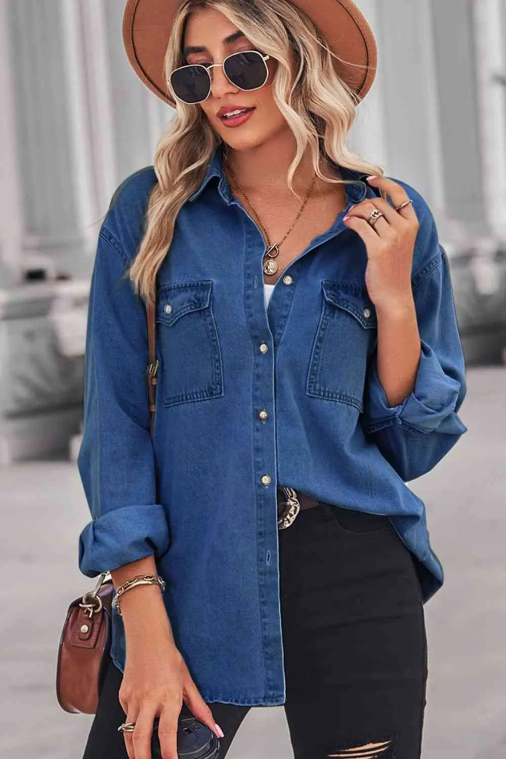 Dropped Shoulder Denim Top