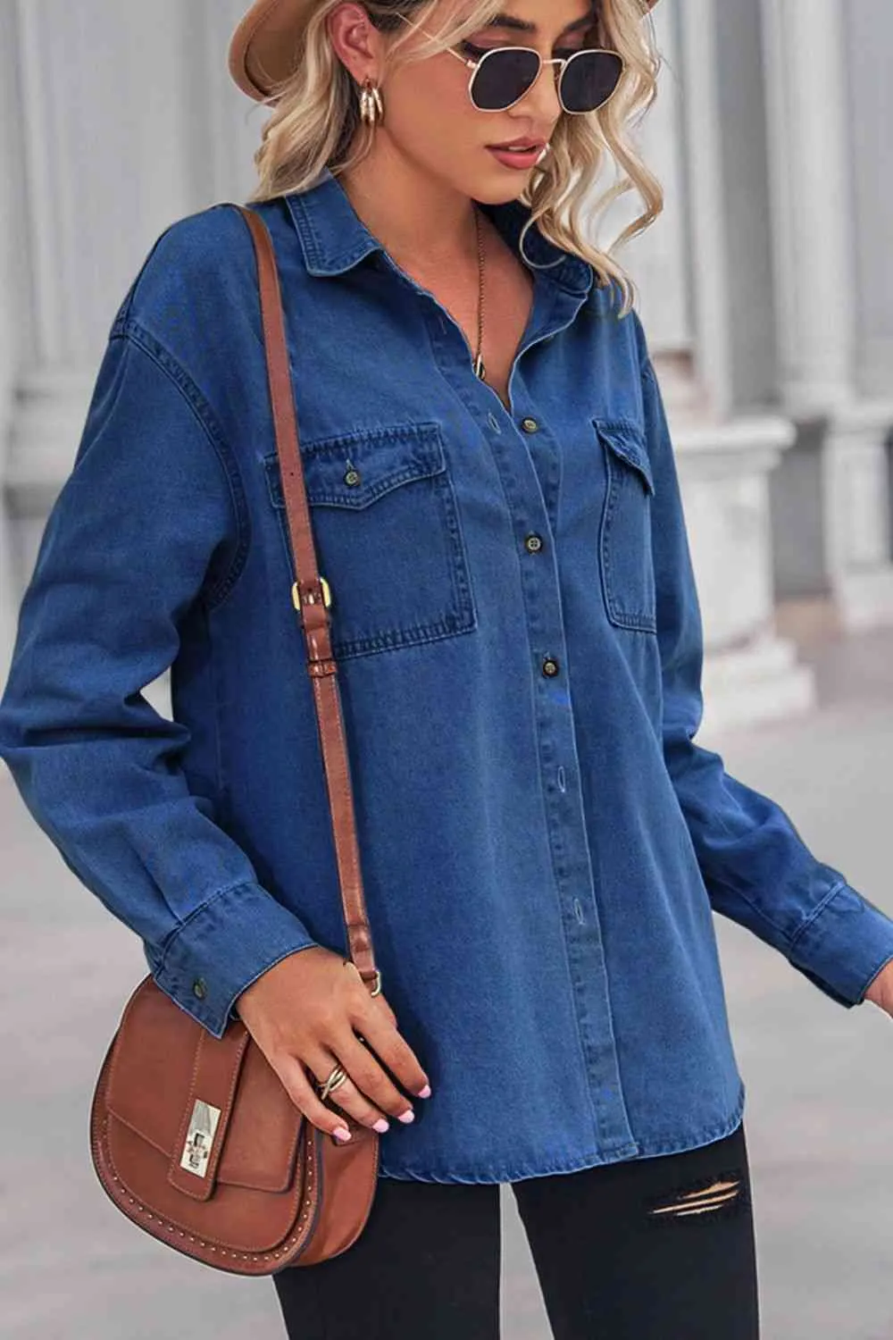 Dropped Shoulder Denim Top