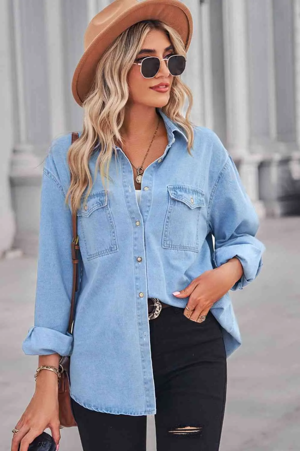 Dropped Shoulder Denim Top